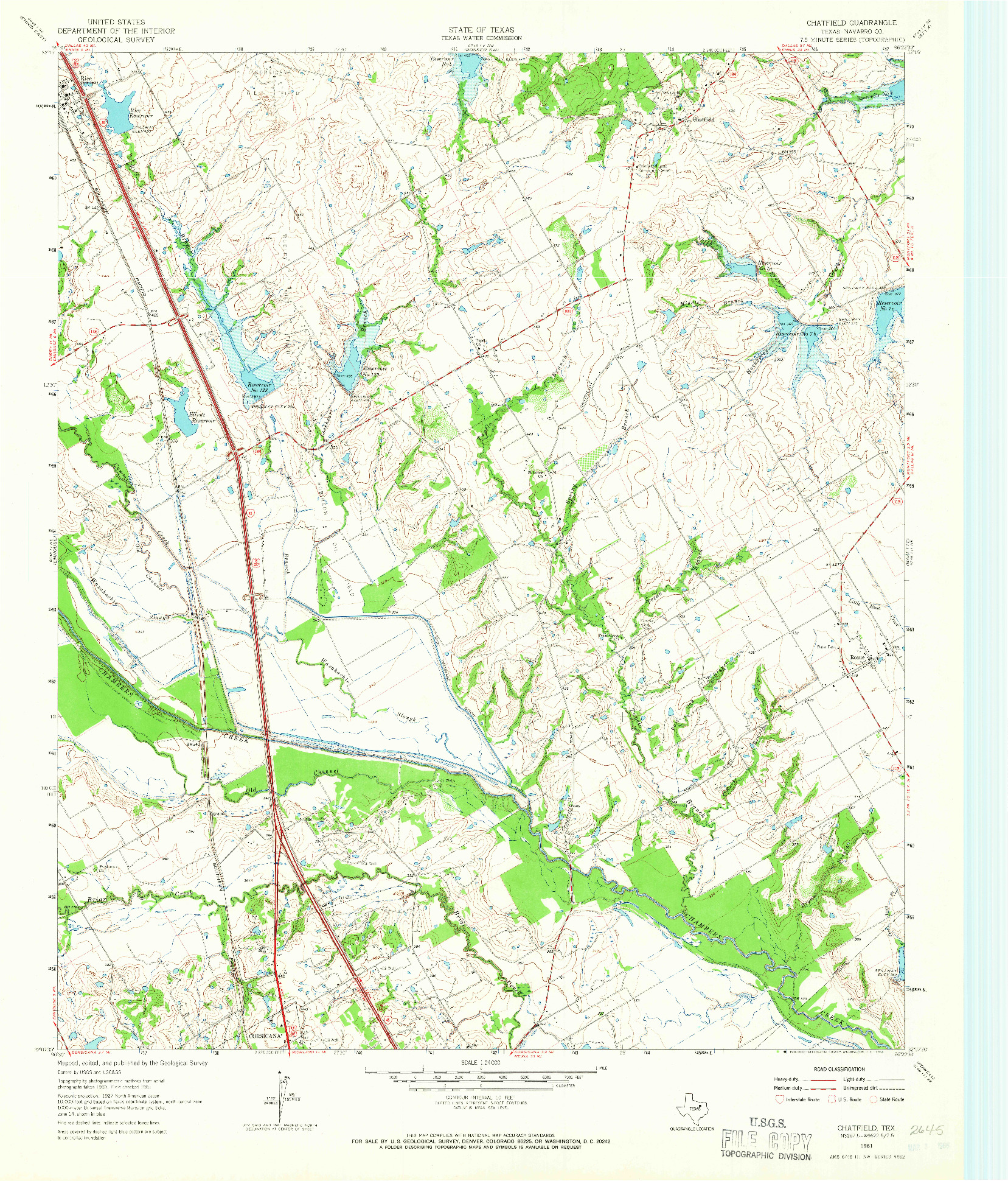 USGS 1:24000-SCALE QUADRANGLE FOR CHATFIELD, TX 1961
