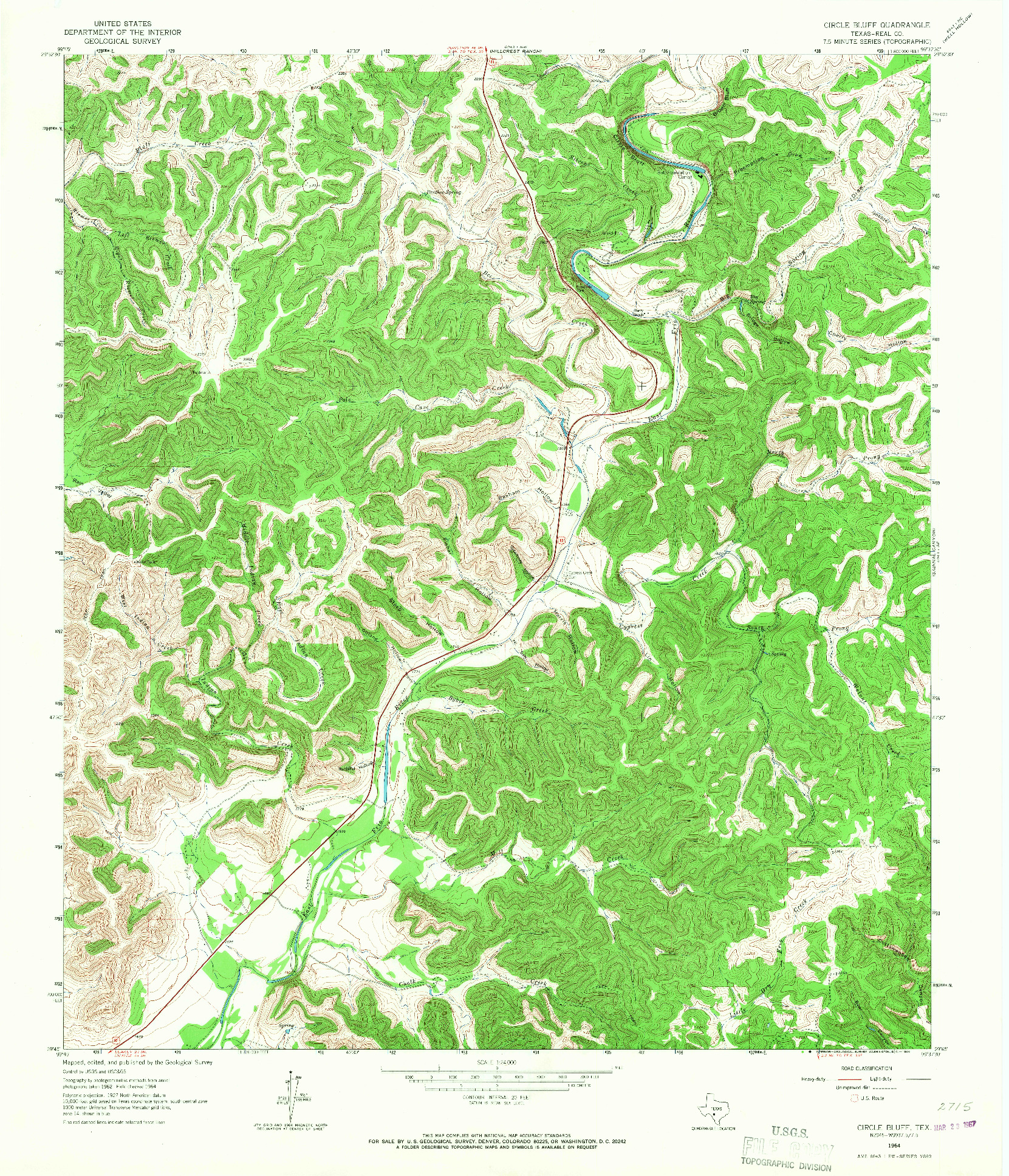 USGS 1:24000-SCALE QUADRANGLE FOR CIRCLE BLUFF, TX 1964