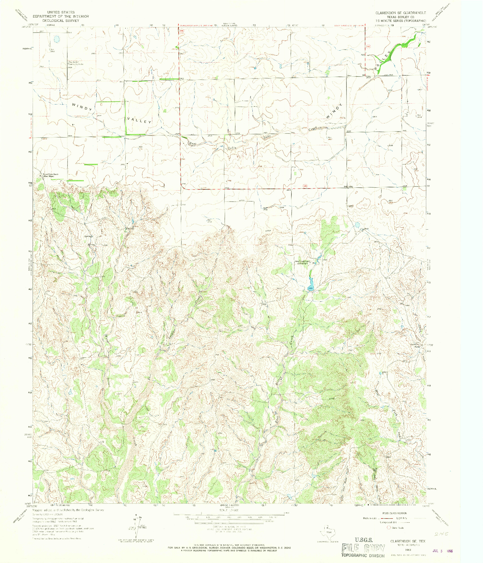 USGS 1:24000-SCALE QUADRANGLE FOR CLARENDON SE, TX 1963