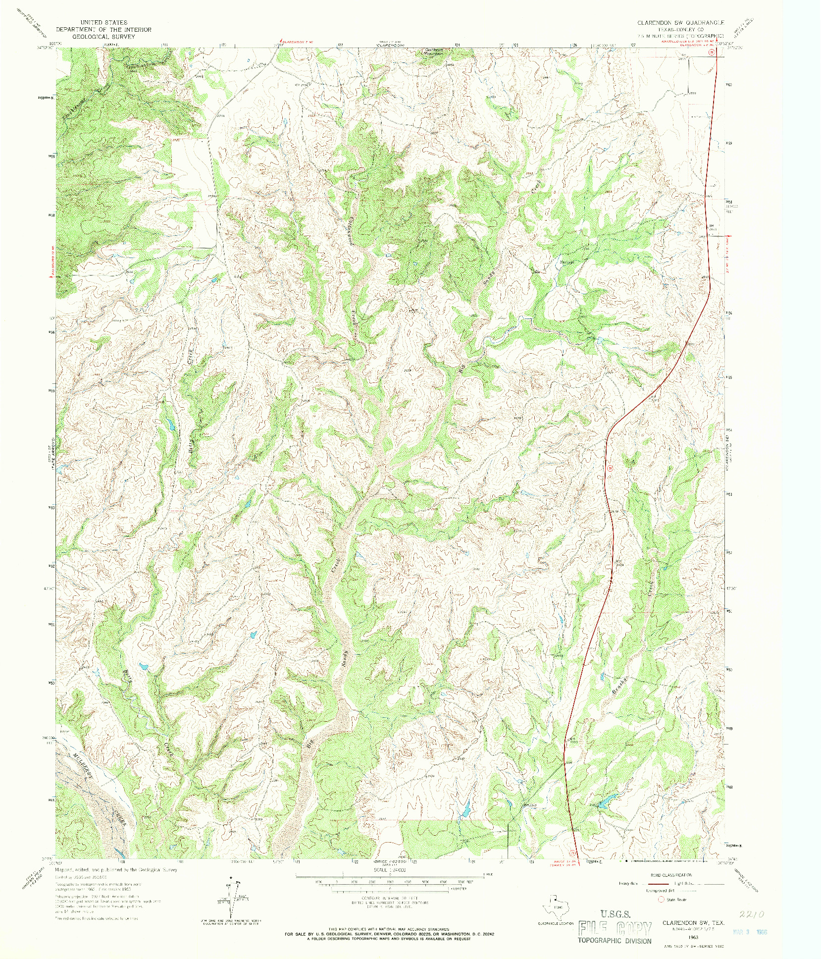 USGS 1:24000-SCALE QUADRANGLE FOR CLARENDON SW, TX 1963