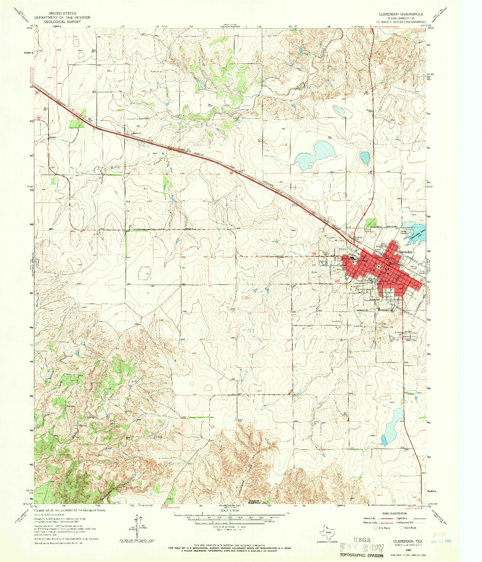 USGS 1:24000-SCALE QUADRANGLE FOR CLARENDON, TX 1963