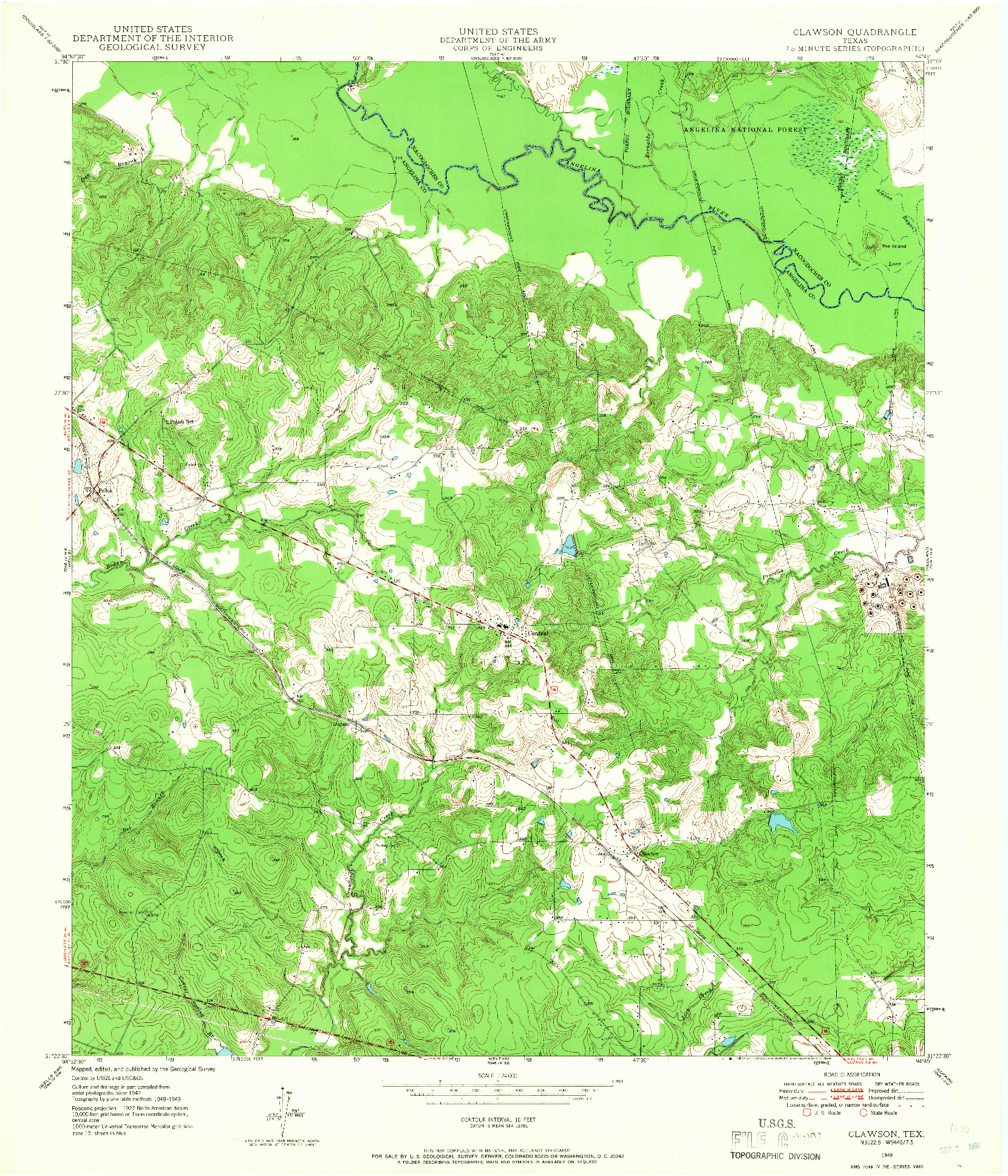 USGS 1:24000-SCALE QUADRANGLE FOR CLAWSON, TX 1949