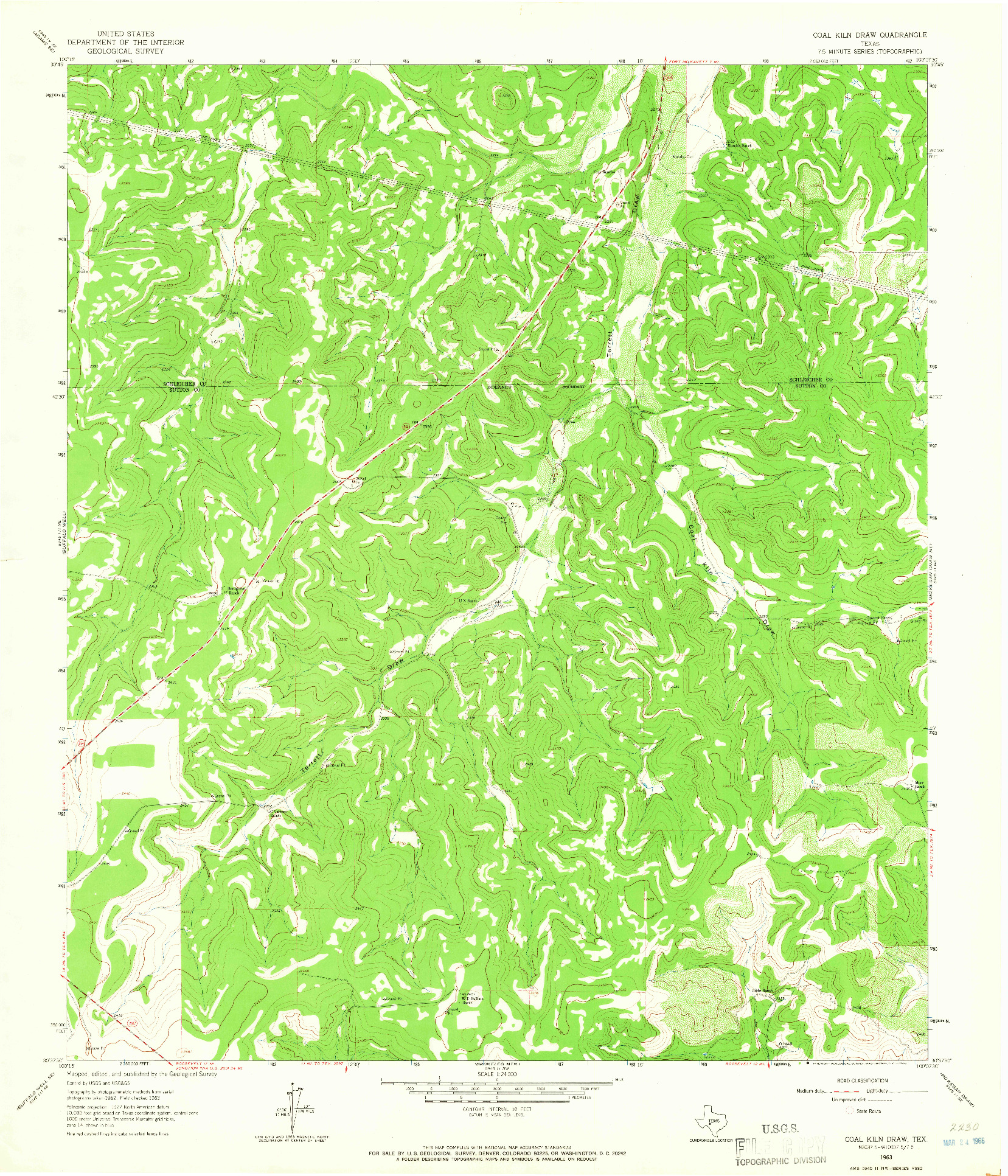 USGS 1:24000-SCALE QUADRANGLE FOR COAL KILN DRAW, TX 1963