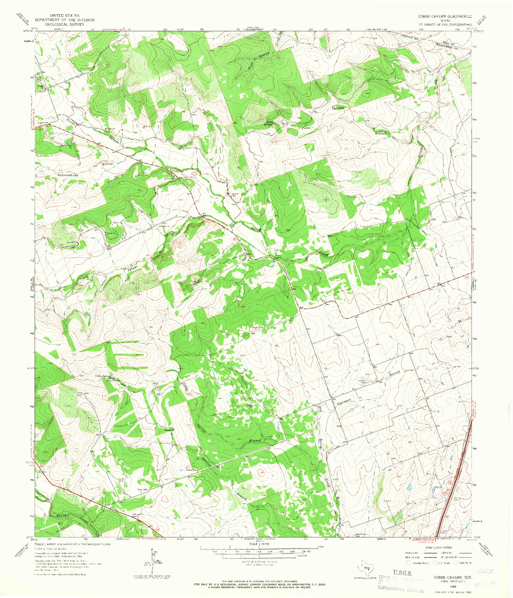 USGS 1:24000-SCALE QUADRANGLE FOR COBBS CAVERN, TX 1964