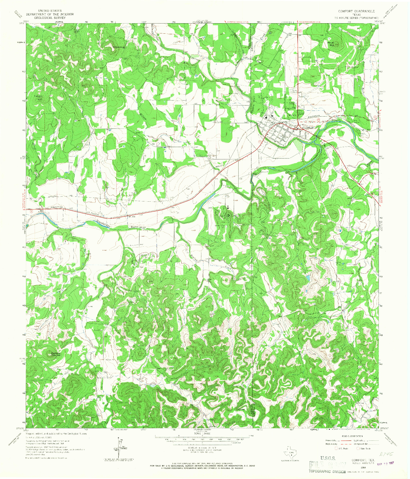 USGS 1:24000-SCALE QUADRANGLE FOR COMFORT, TX 1964