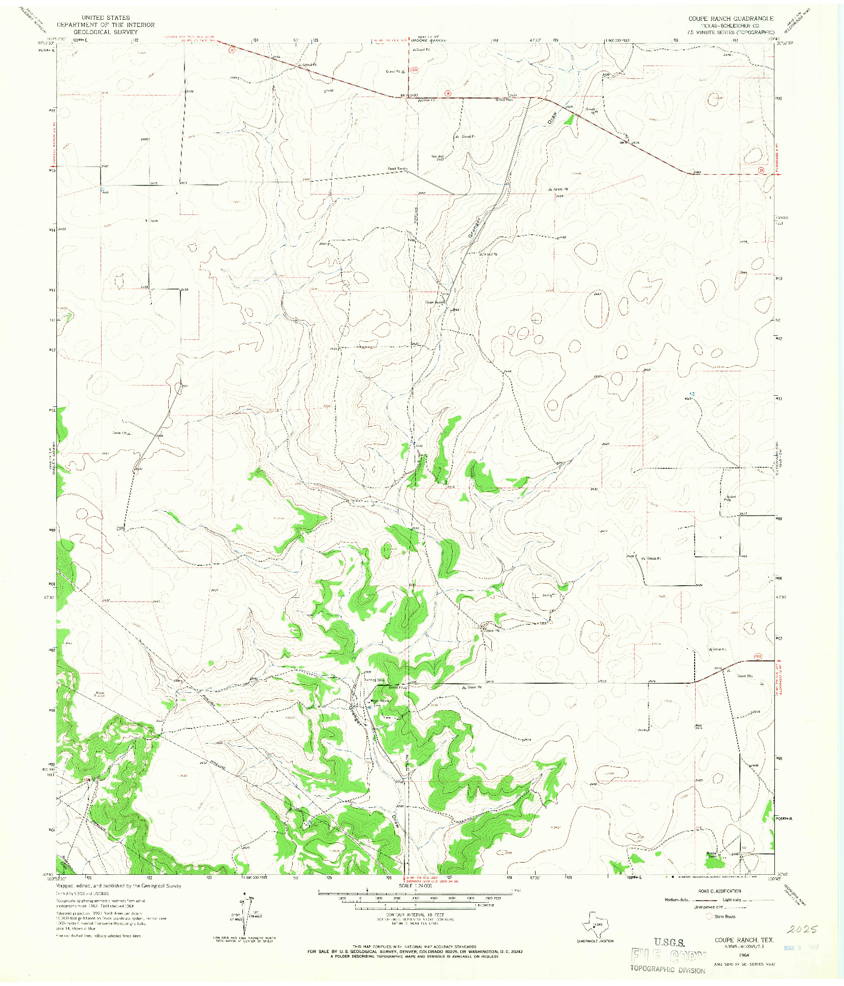 USGS 1:24000-SCALE QUADRANGLE FOR COUPE RANCH, TX 1964