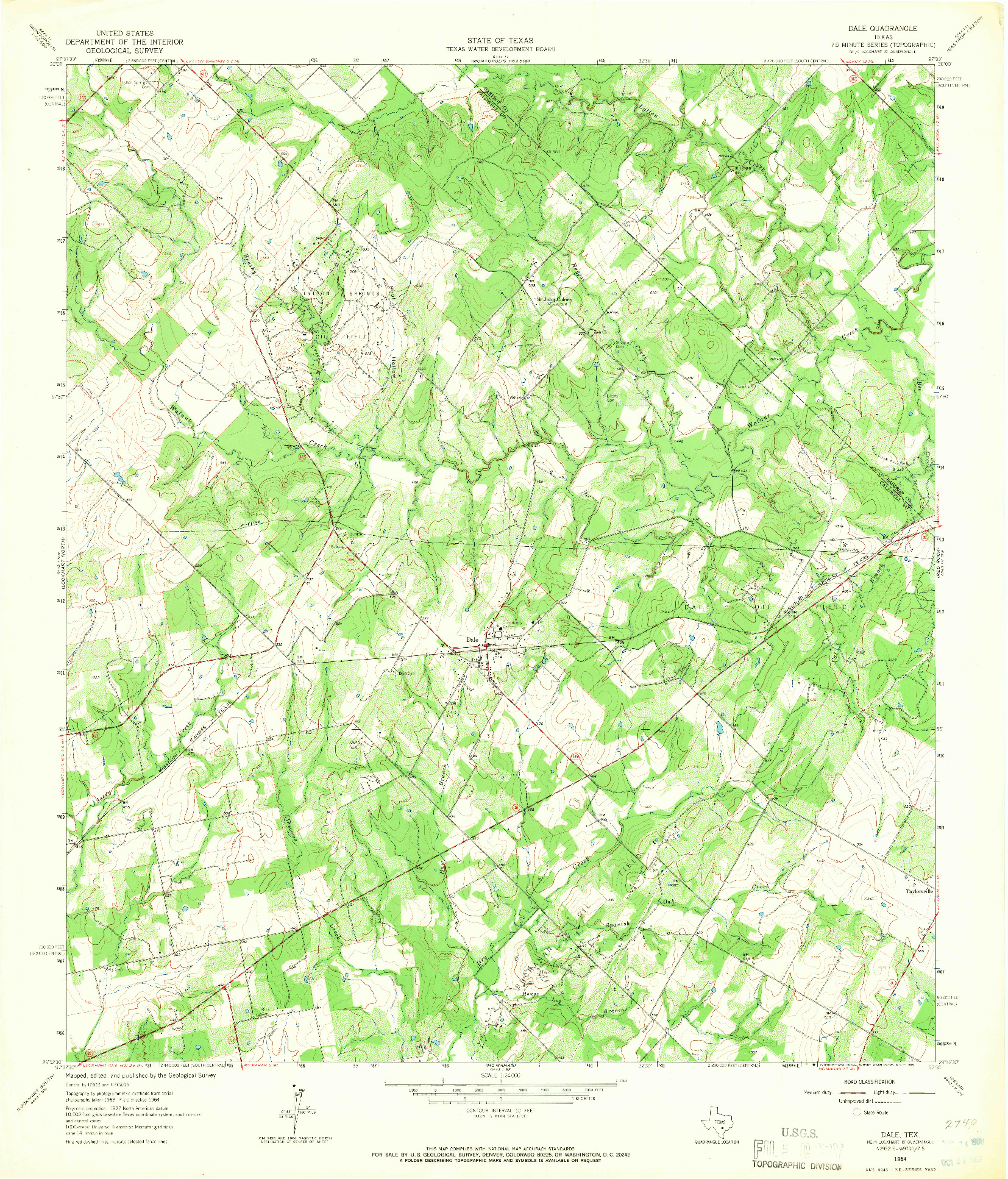 USGS 1:24000-SCALE QUADRANGLE FOR DALE, TX 1964