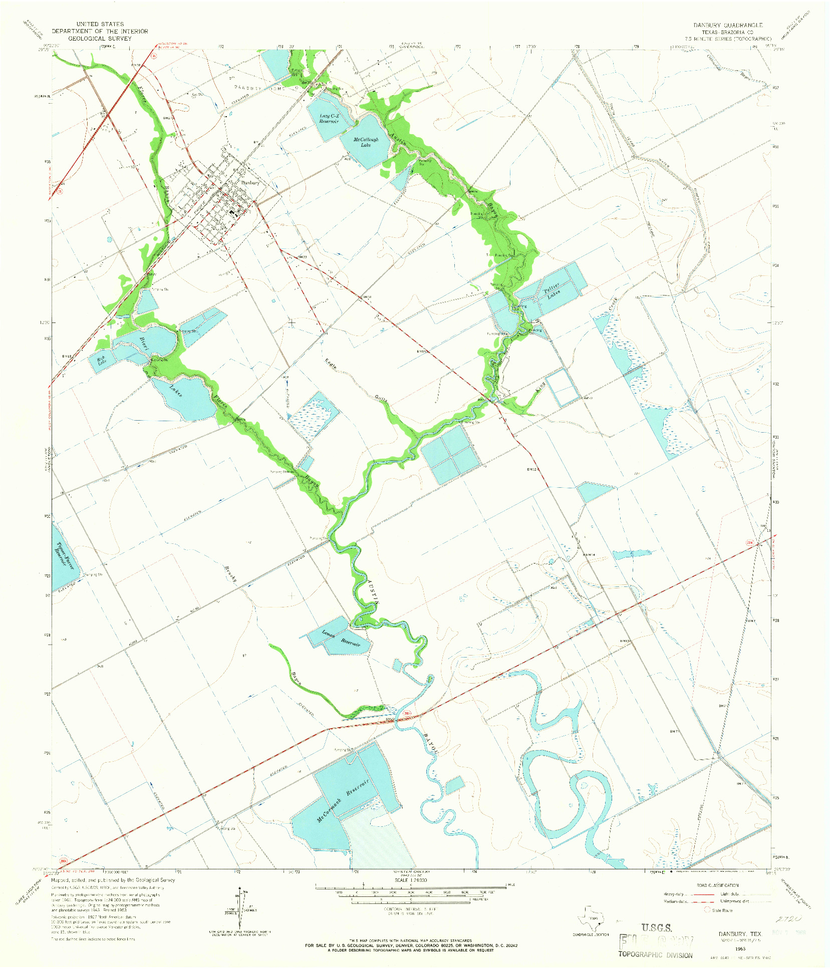 USGS 1:24000-SCALE QUADRANGLE FOR DANBURY, TX 1963