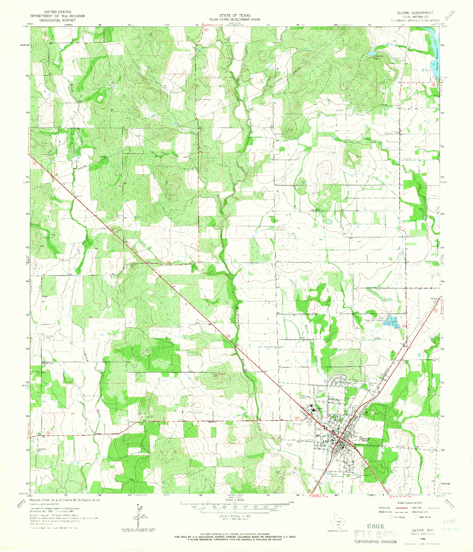 USGS 1:24000-SCALE QUADRANGLE FOR DEVINE, TX 1964