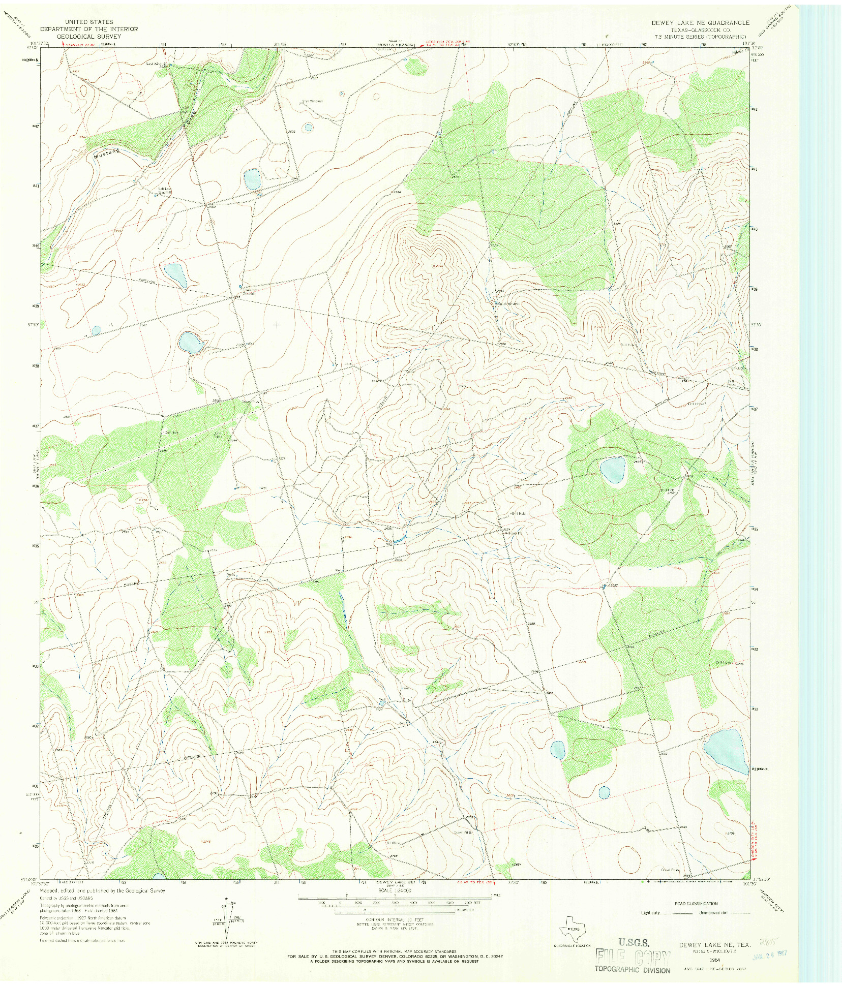 USGS 1:24000-SCALE QUADRANGLE FOR DEWEY LAKE NE, TX 1964