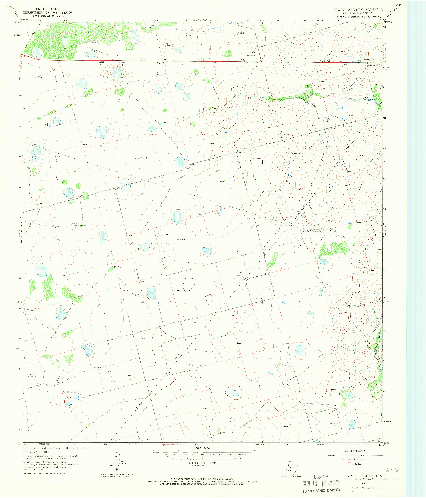 USGS 1:24000-SCALE QUADRANGLE FOR DEWEY LAKE SE, TX 1965