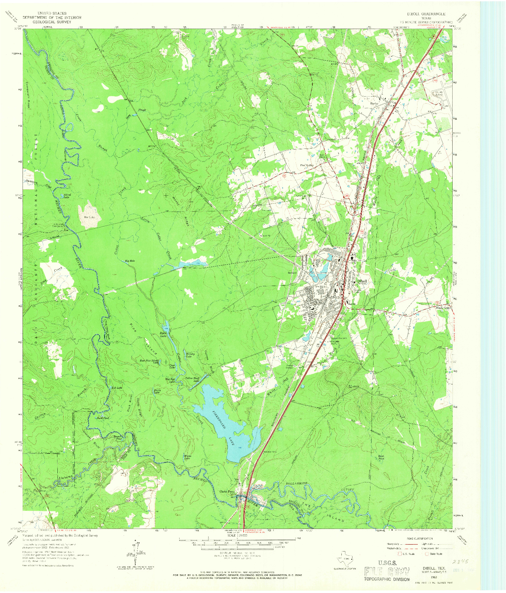 USGS 1:24000-SCALE QUADRANGLE FOR DIBOLL, TX 1963