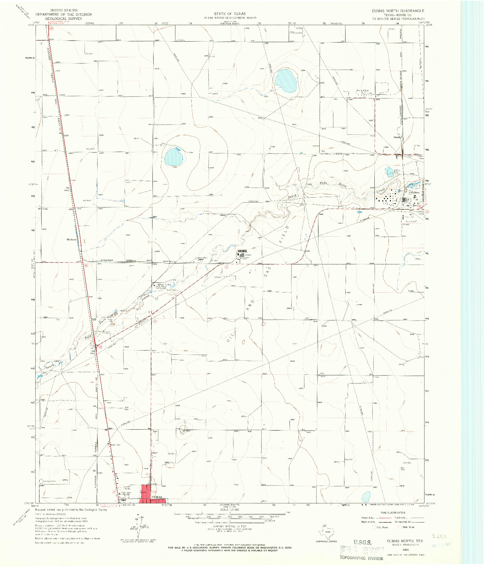 USGS 1:24000-SCALE QUADRANGLE FOR DUMAS NORTH, TX 1965