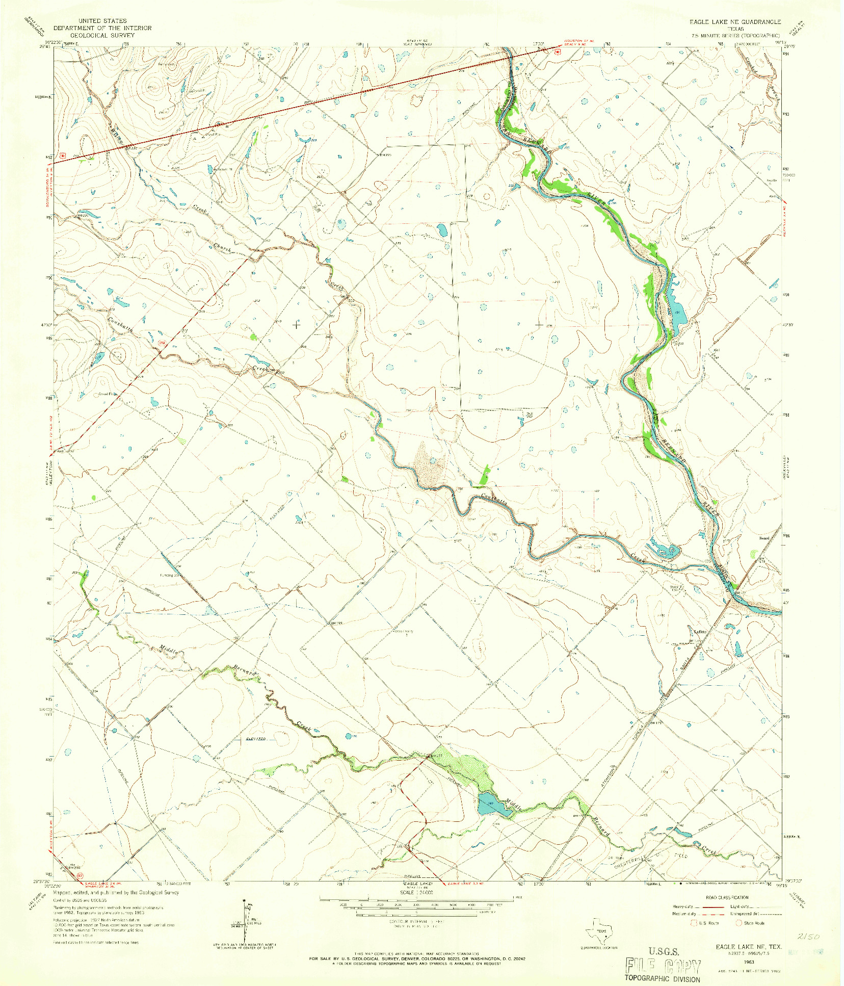 USGS 1:24000-SCALE QUADRANGLE FOR EAGLE LAKE NE, TX 1963