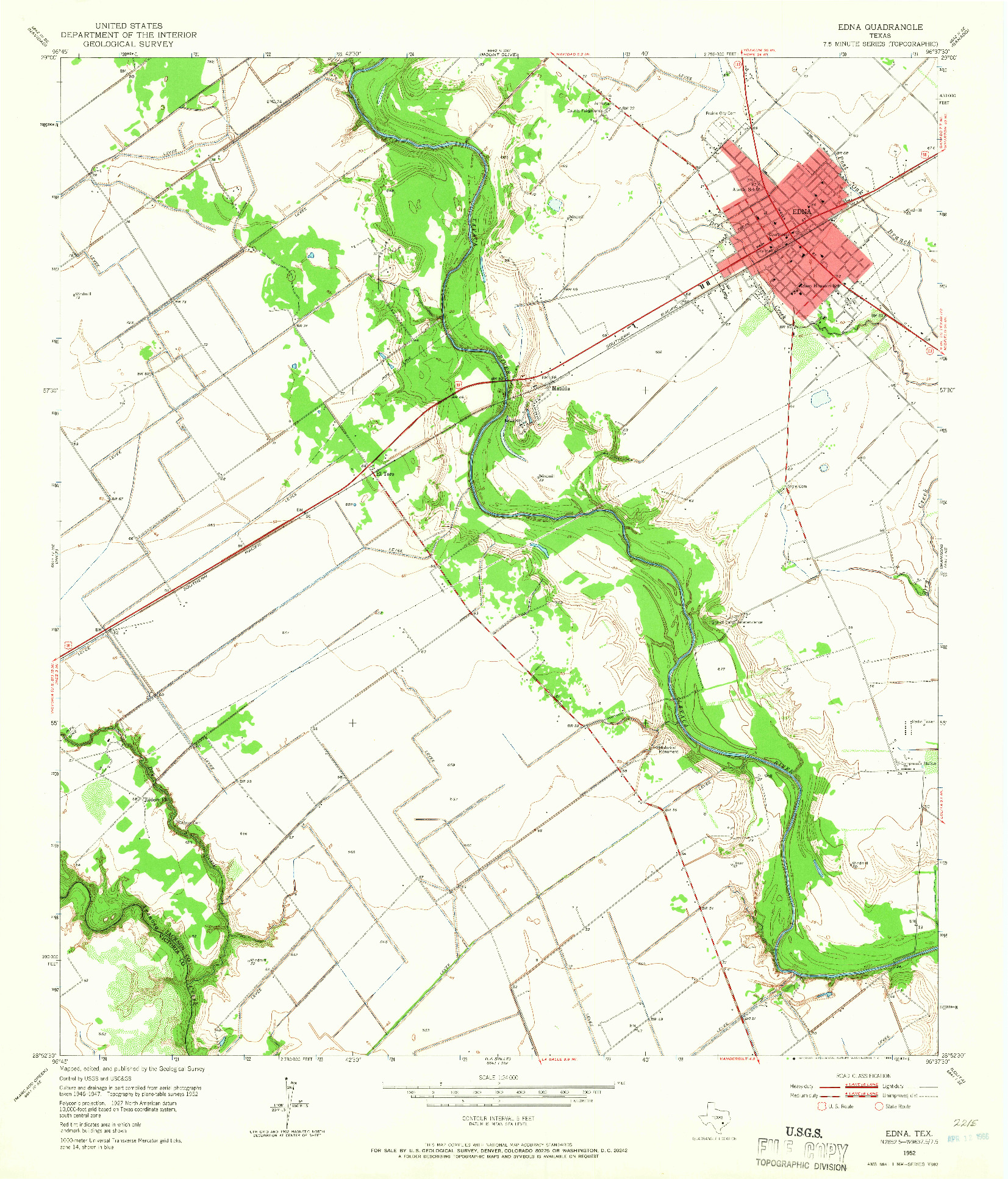 USGS 1:24000-SCALE QUADRANGLE FOR EDNA, TX 1952