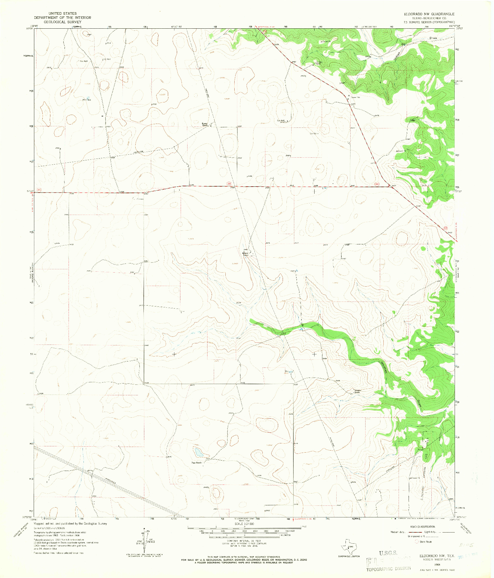 USGS 1:24000-SCALE QUADRANGLE FOR ELDORADO NW, TX 1964