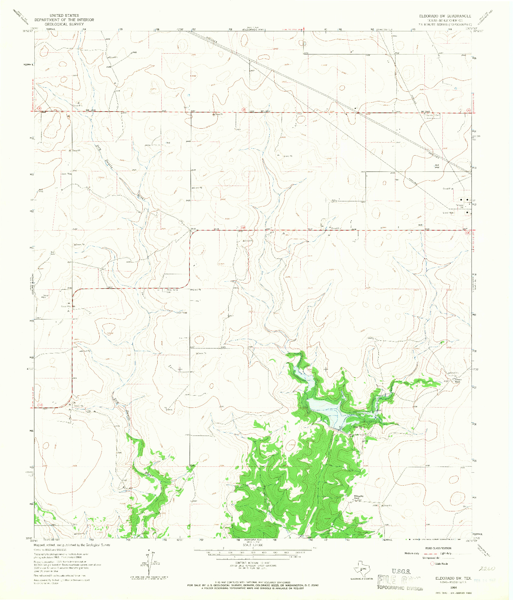 USGS 1:24000-SCALE QUADRANGLE FOR ELDORADO SW, TX 1964
