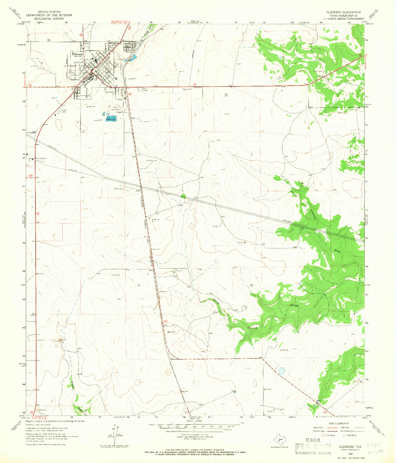USGS 1:24000-SCALE QUADRANGLE FOR ELDORADO, TX 1964