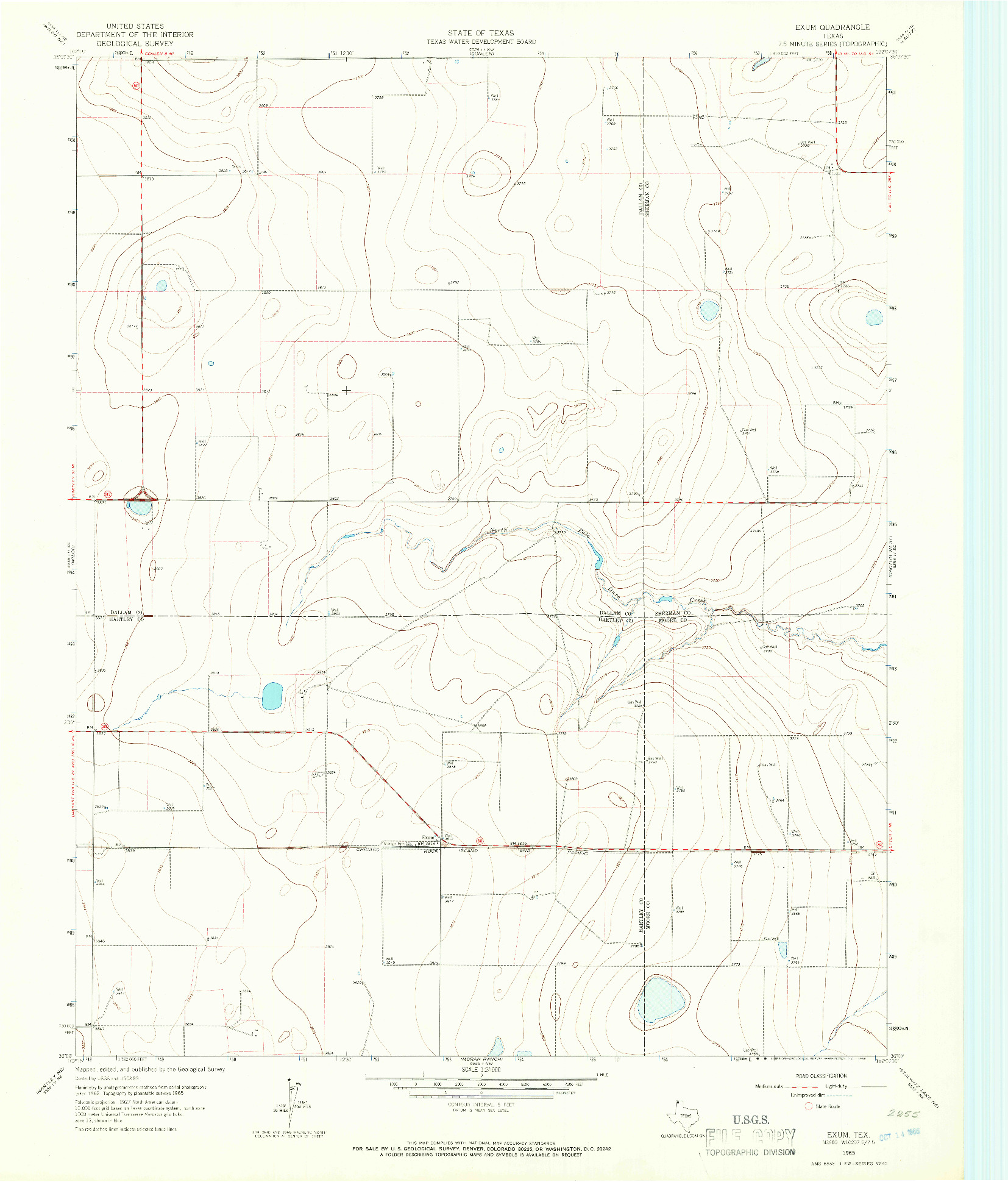 USGS 1:24000-SCALE QUADRANGLE FOR EXUM, TX 1965