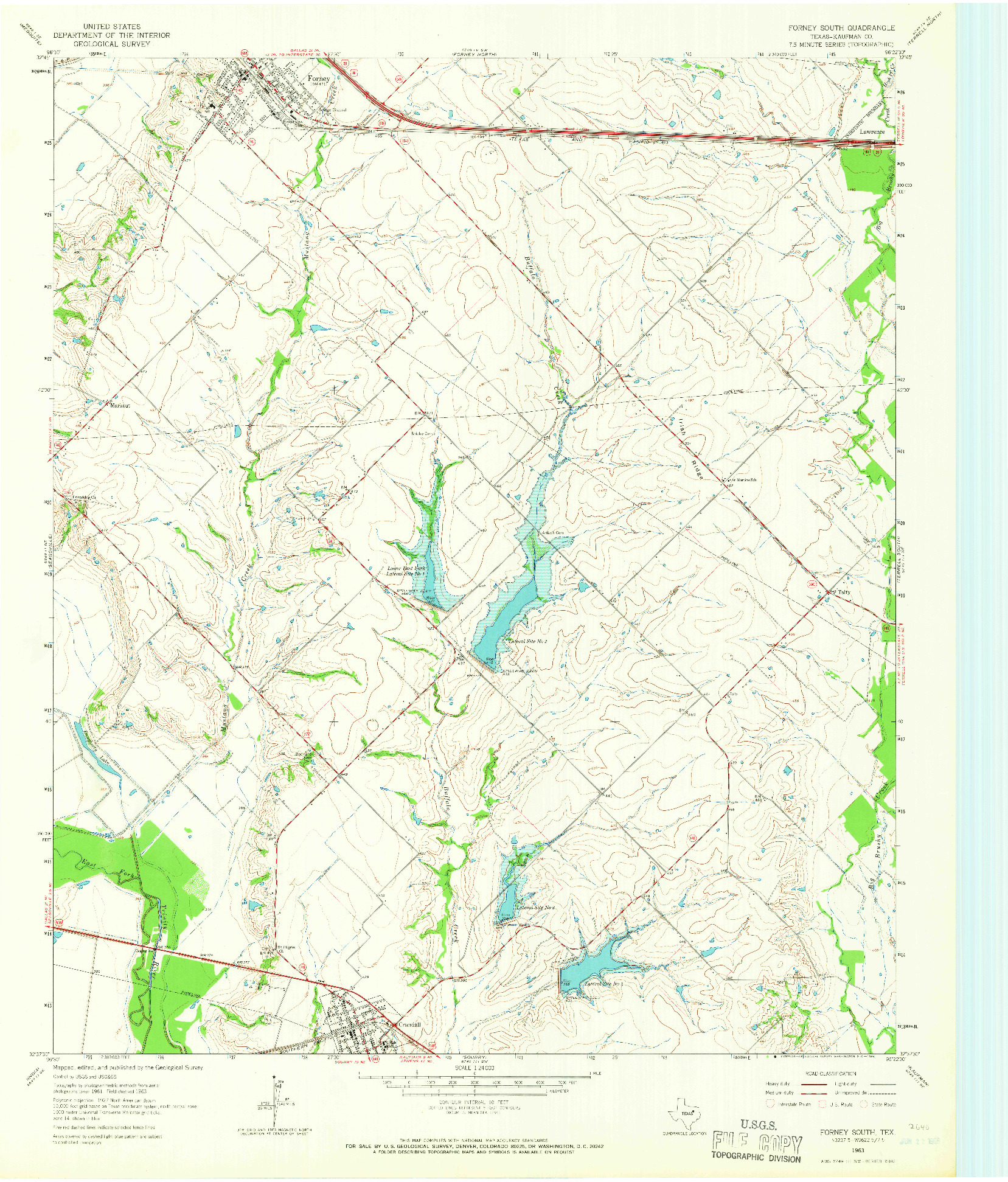 USGS 1:24000-SCALE QUADRANGLE FOR FORNEY SOUTH, TX 1963