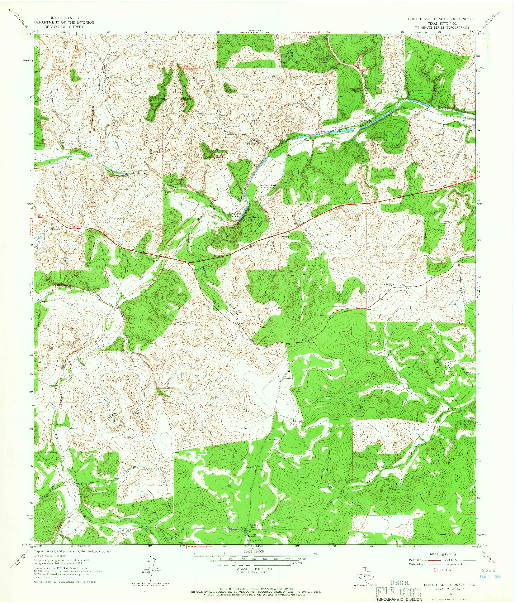 USGS 1:24000-SCALE QUADRANGLE FOR FORT TERRETT RANCH, TX 1963