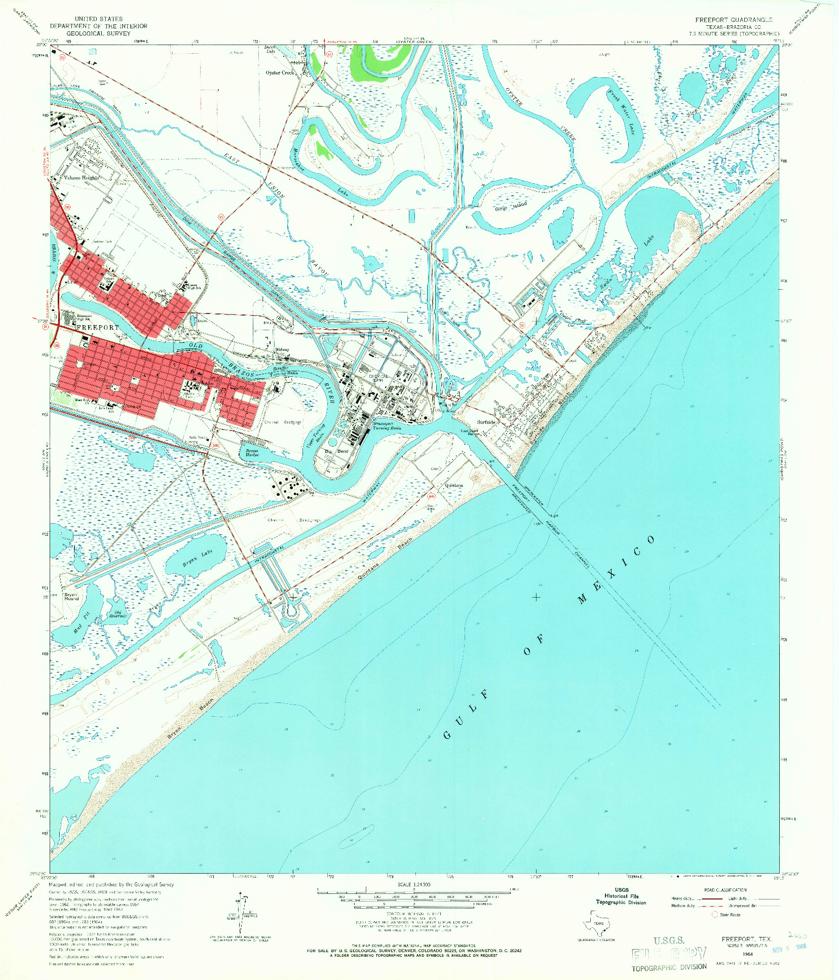USGS 1:24000-SCALE QUADRANGLE FOR FREEPORT, TX 1964