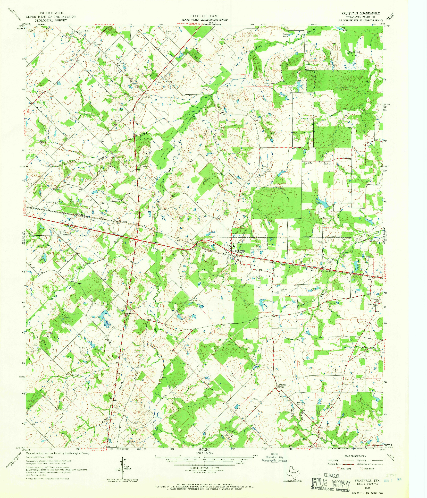 USGS 1:24000-SCALE QUADRANGLE FOR FRUITVALE, TX 1962