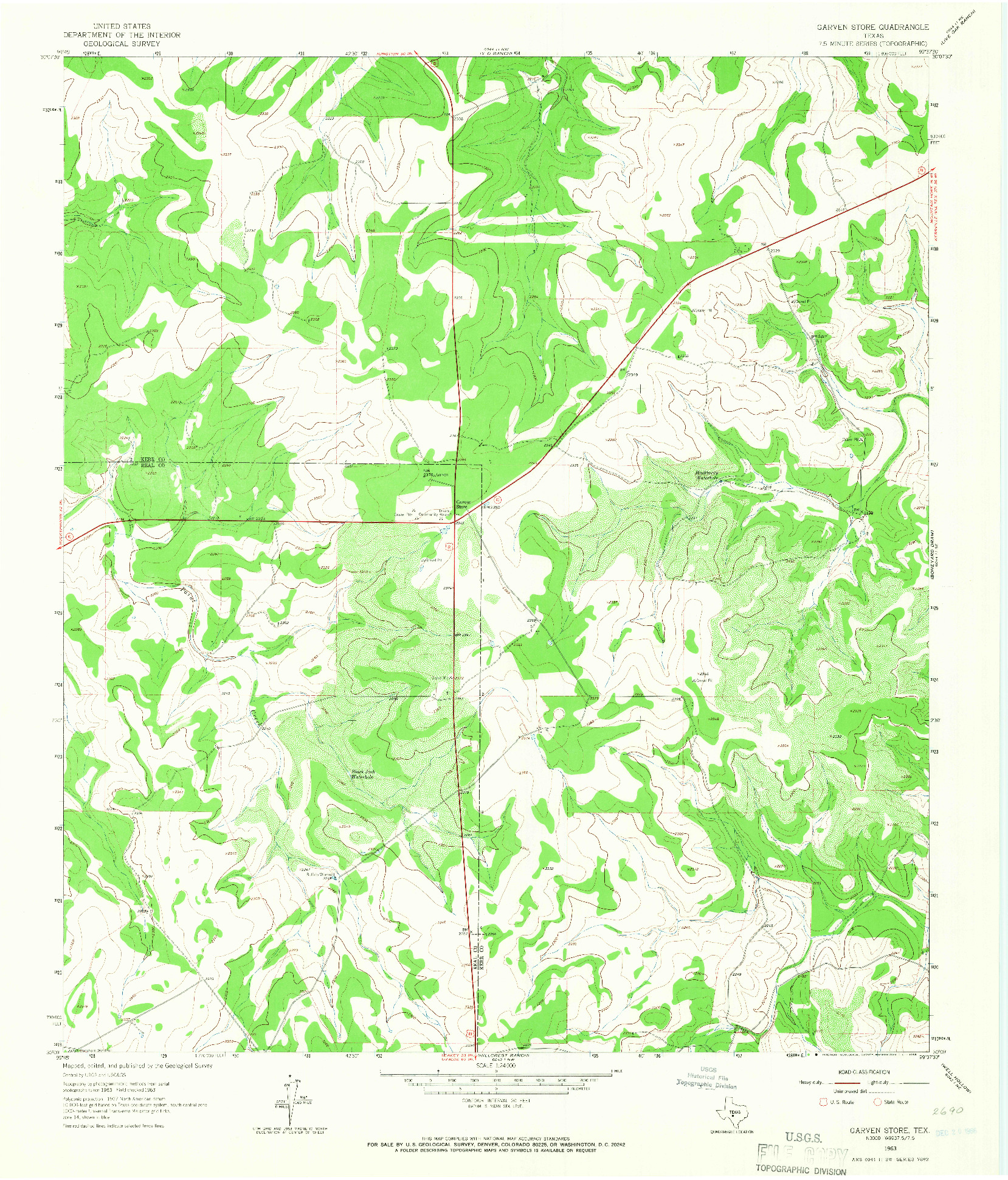 USGS 1:24000-SCALE QUADRANGLE FOR GARVEN STORE, TX 1963