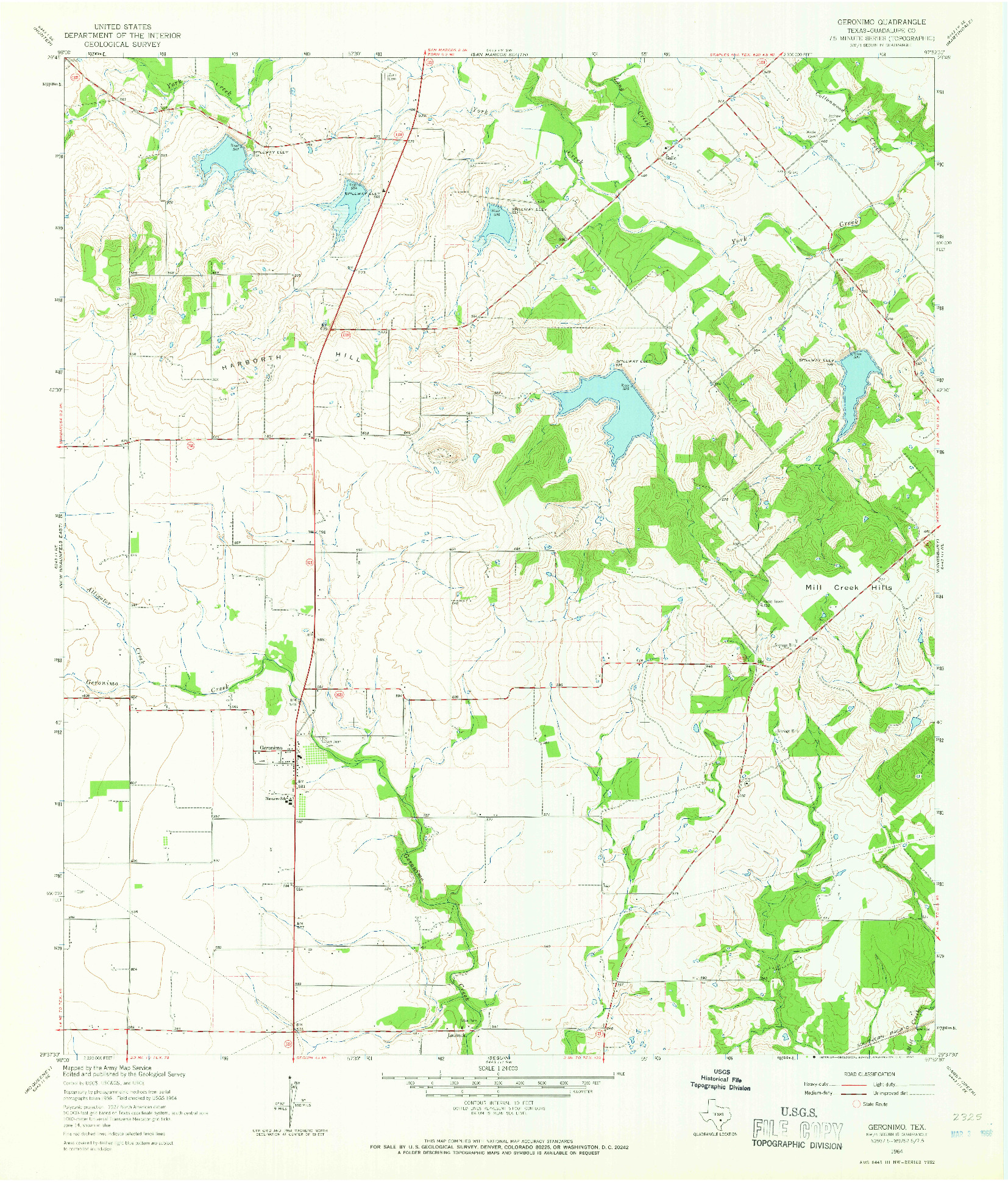 USGS 1:24000-SCALE QUADRANGLE FOR GERONIMO, TX 1964