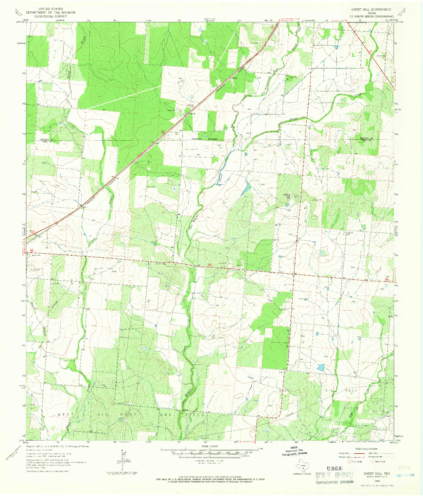 USGS 1:24000-SCALE QUADRANGLE FOR GHOST HILL, TX 1964