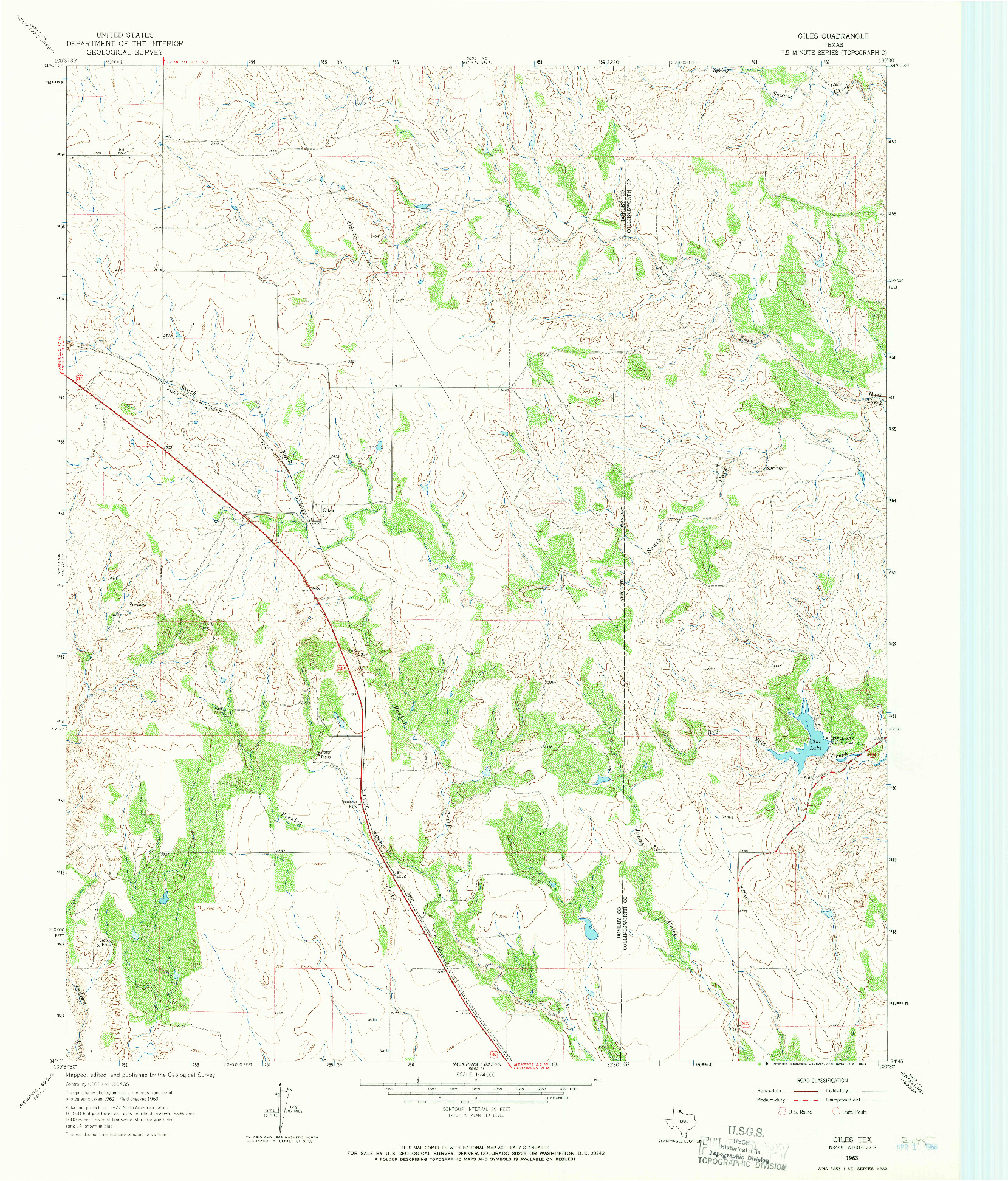 USGS 1:24000-SCALE QUADRANGLE FOR GILES, TX 1963