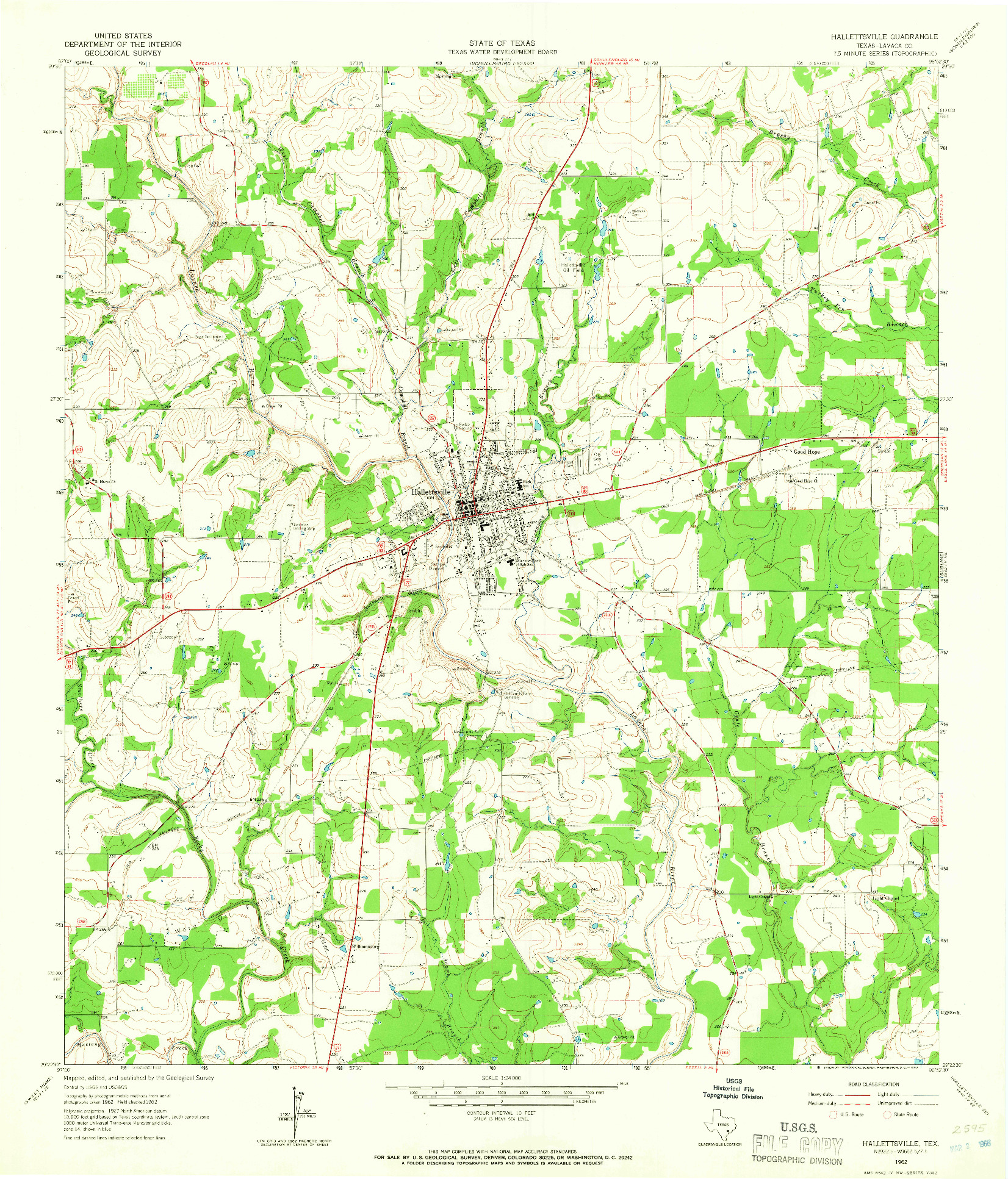 USGS 1:24000-SCALE QUADRANGLE FOR HALLETTSVILLE, TX 1962