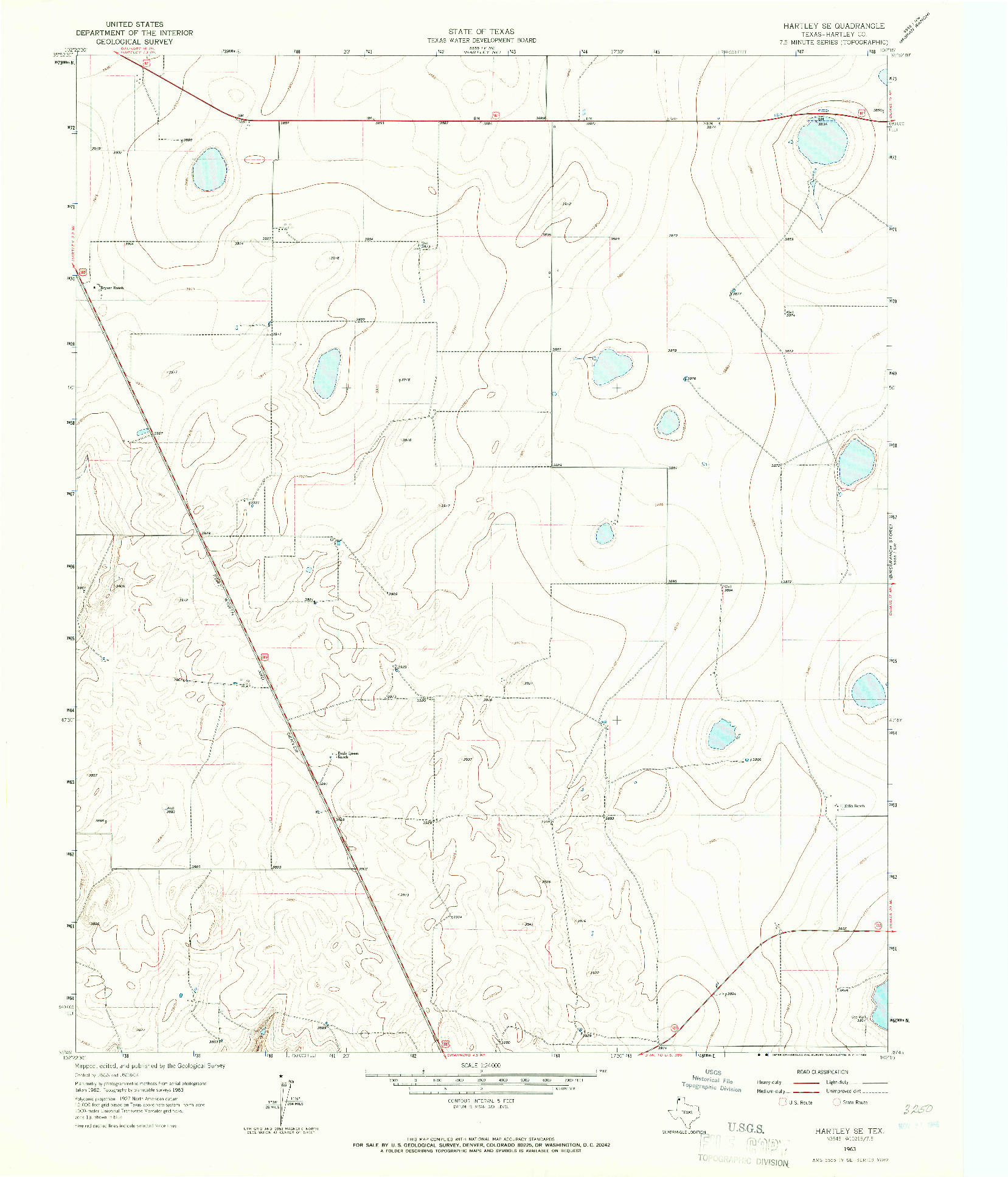 USGS 1:24000-SCALE QUADRANGLE FOR HARTLEY SE, TX 1963