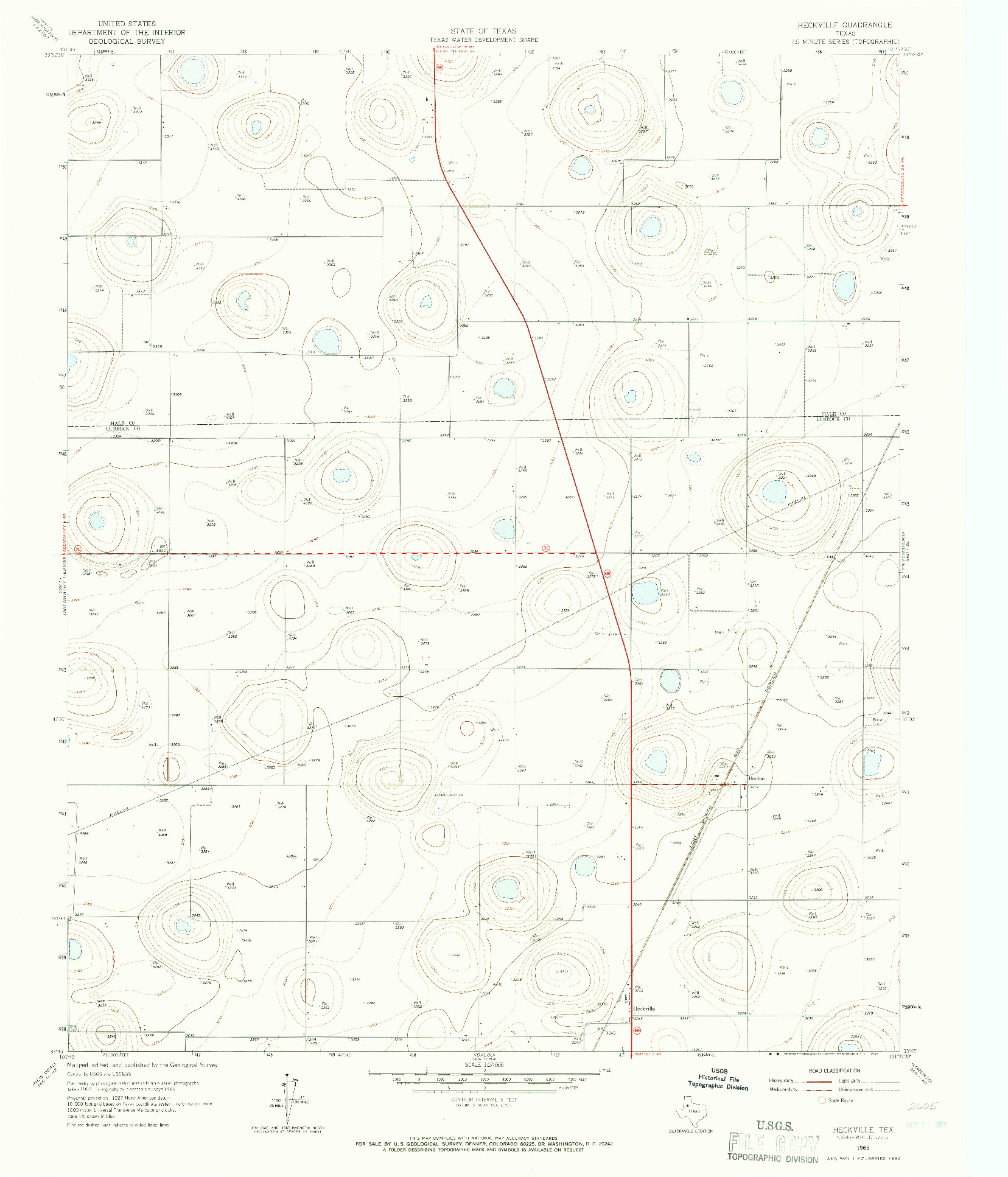 USGS 1:24000-SCALE QUADRANGLE FOR HECKVILLE, TX 1965