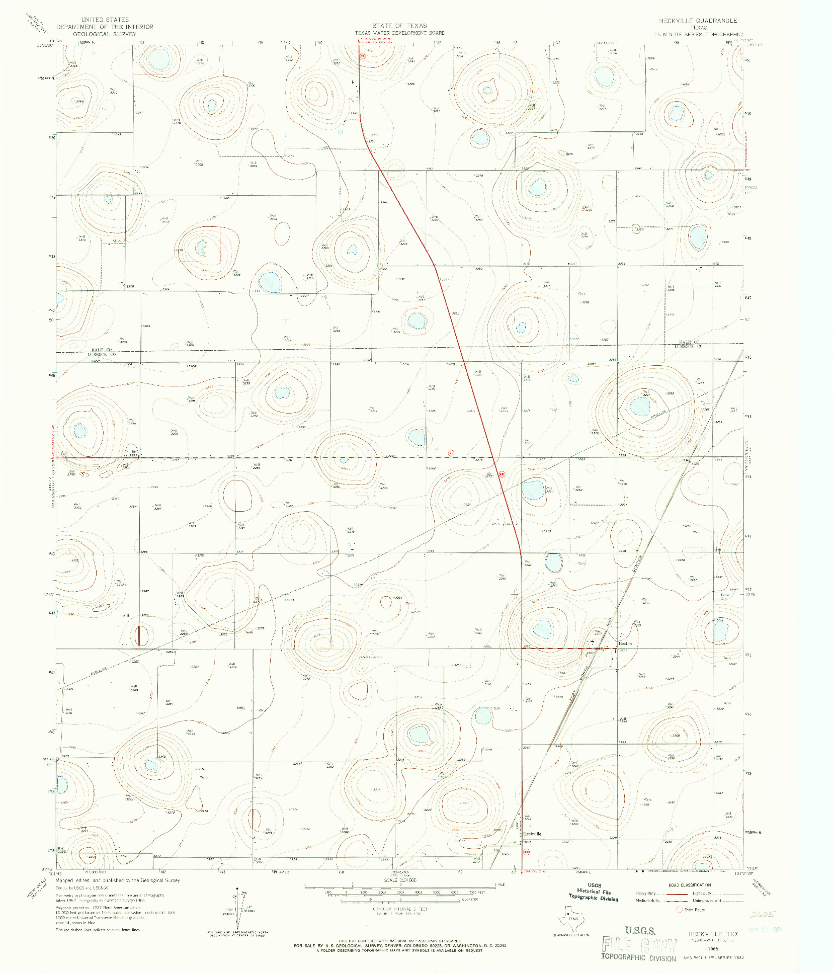 USGS 1:24000-SCALE QUADRANGLE FOR HECKVILLE, TX 1965