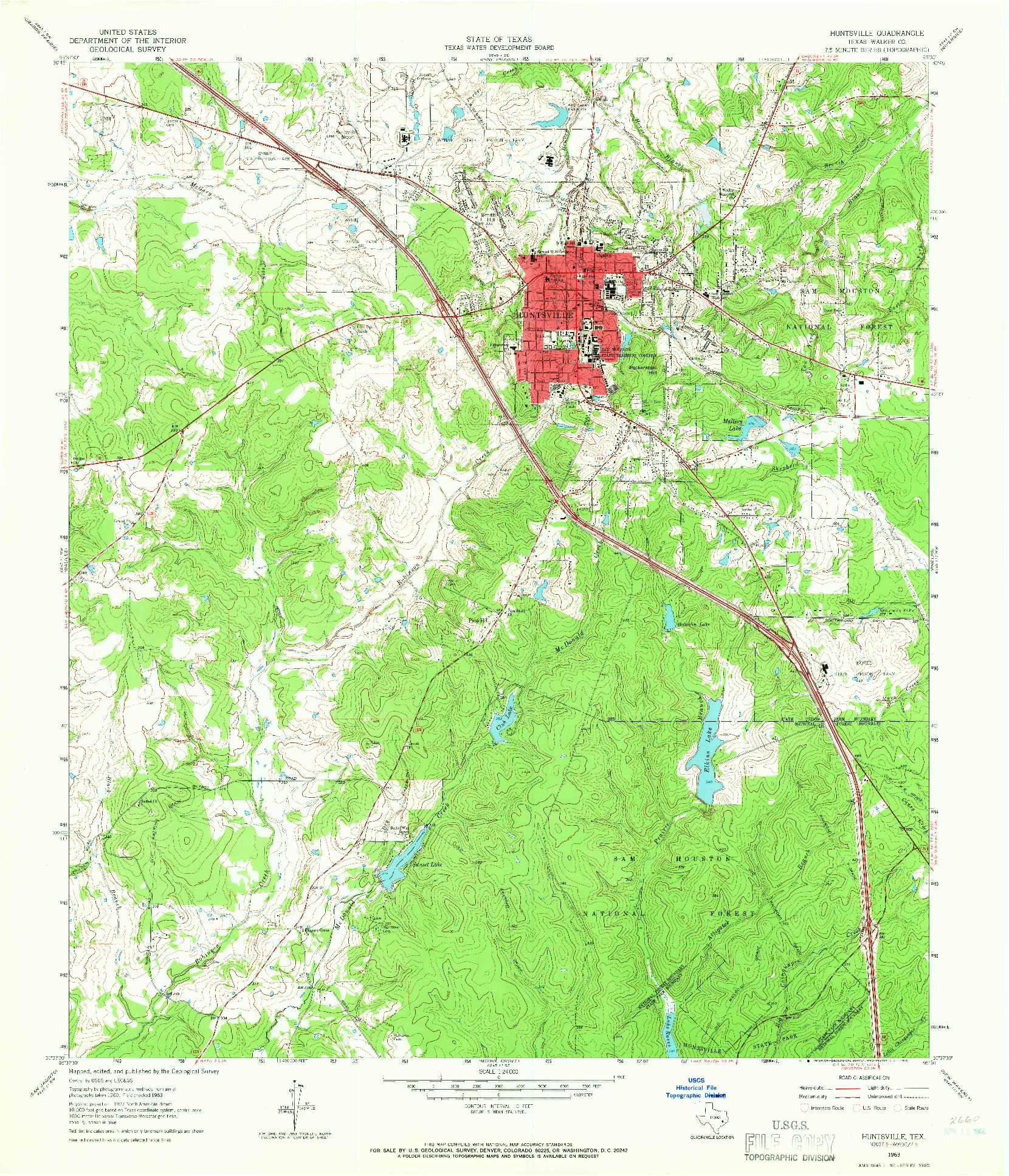 USGS 1:24000-SCALE QUADRANGLE FOR HUNTSVILLE, TX 1963