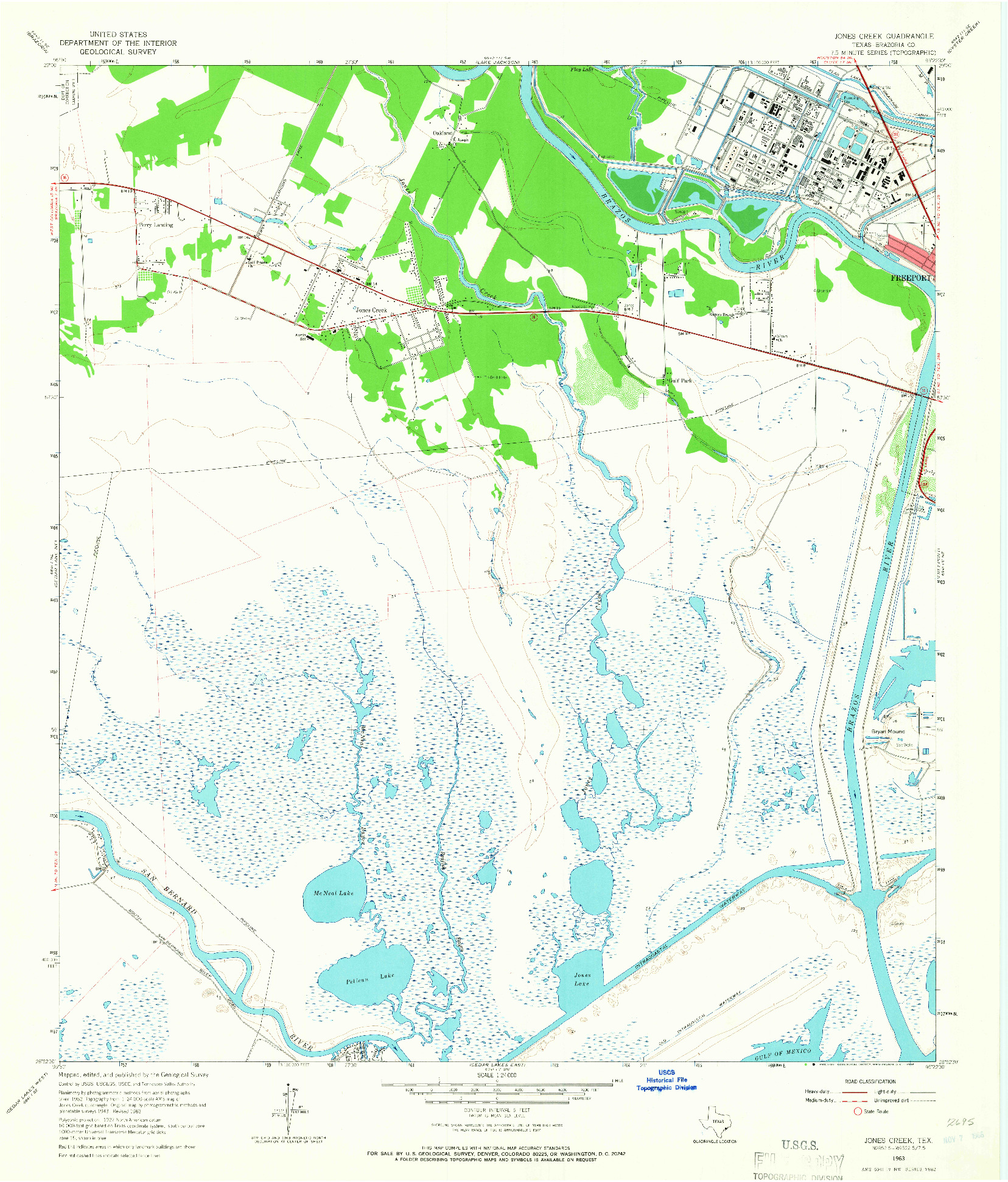 USGS 1:24000-SCALE QUADRANGLE FOR JONES CREEK, TX 1963