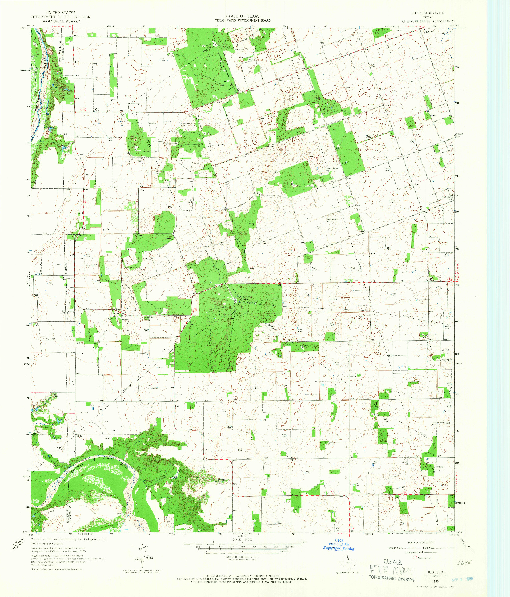 USGS 1:24000-SCALE QUADRANGLE FOR JUD, TX 1965