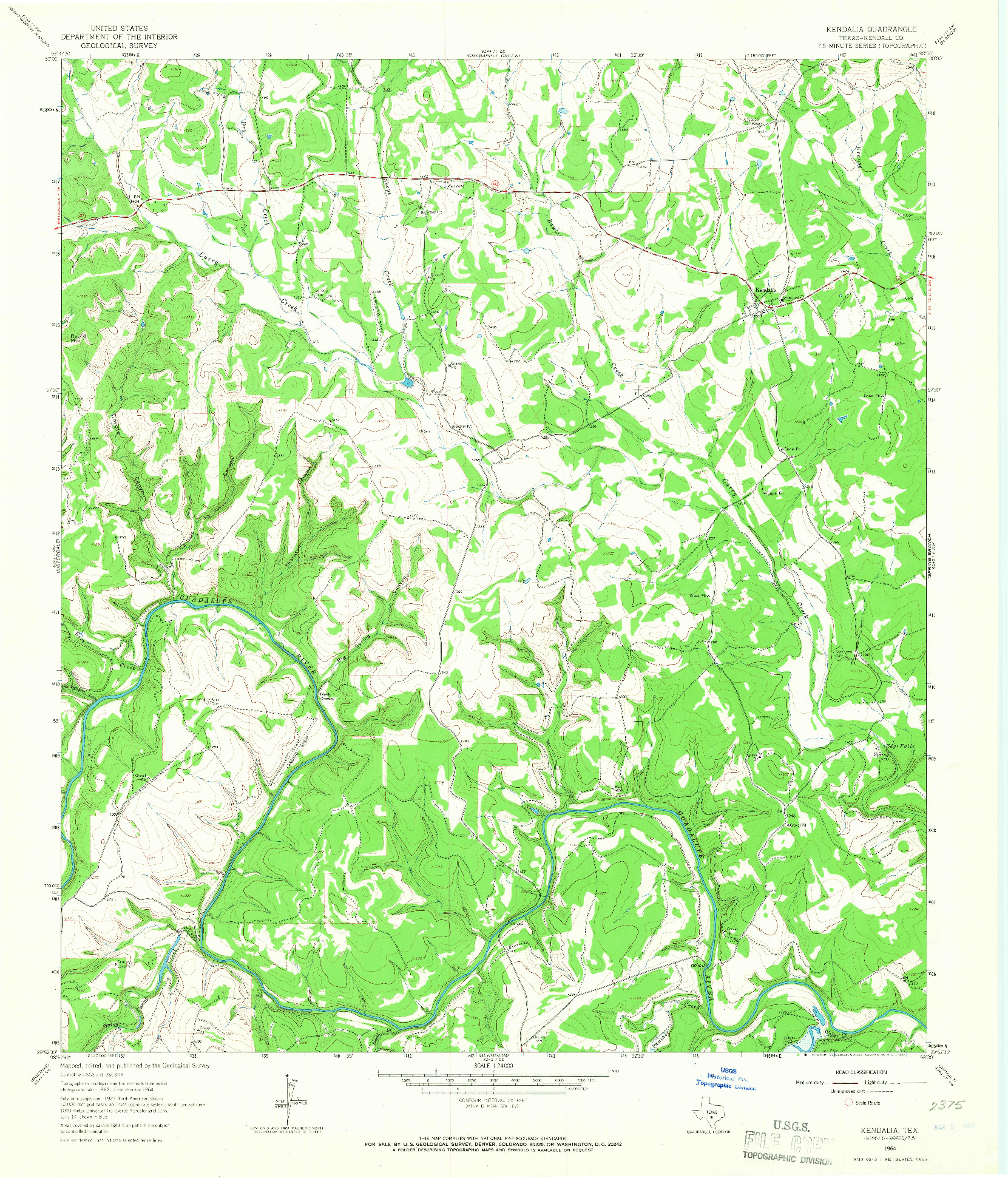 USGS 1:24000-SCALE QUADRANGLE FOR KENDALIA, TX 1964
