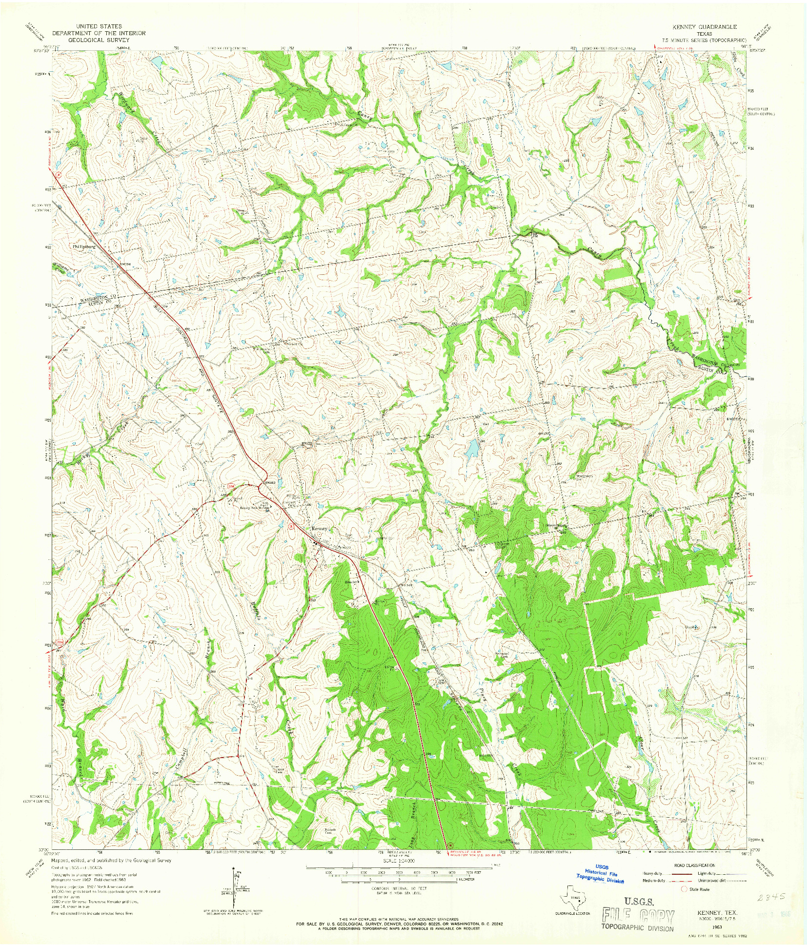 USGS 1:24000-SCALE QUADRANGLE FOR KENNEY, TX 1963