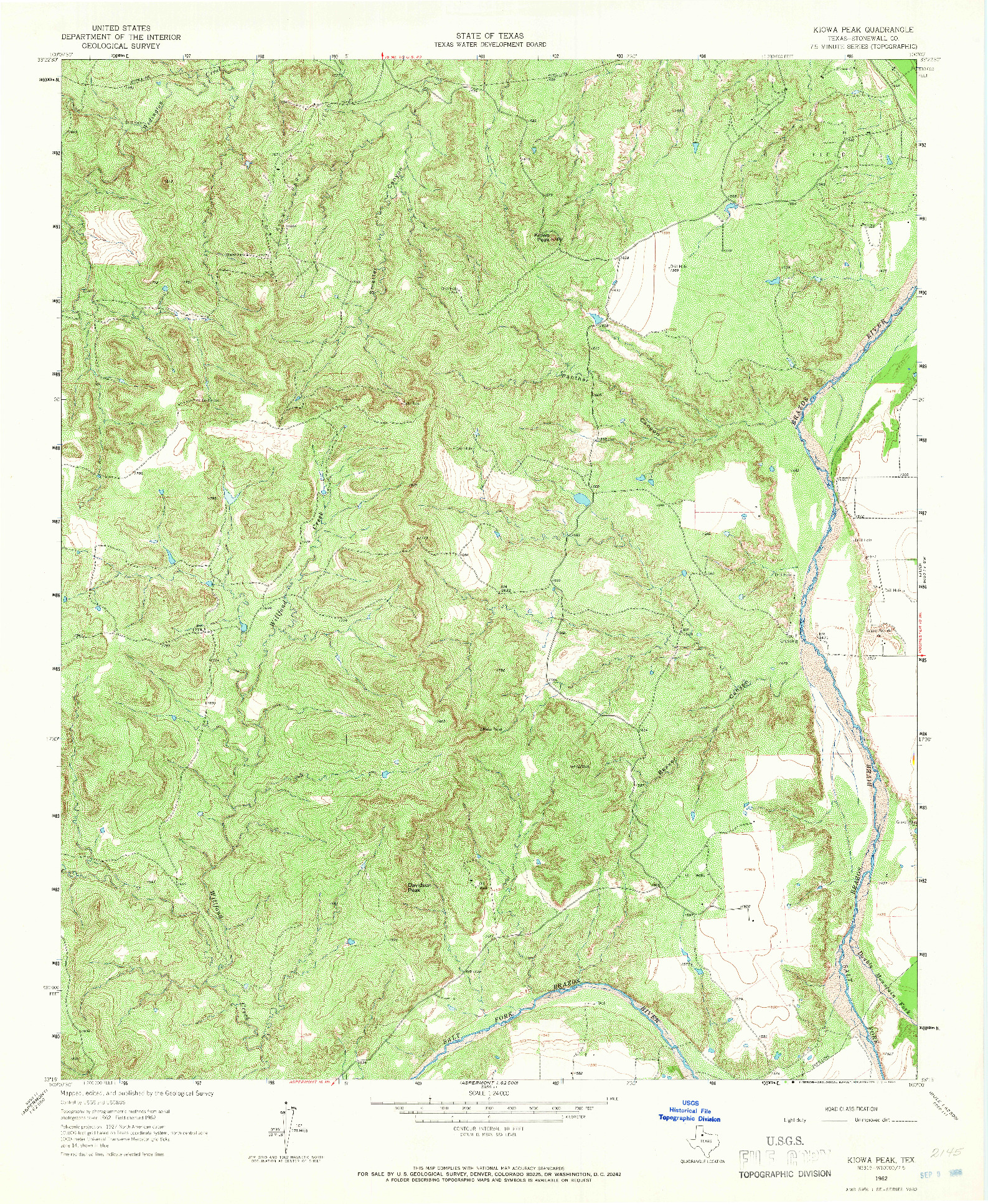 USGS 1:24000-SCALE QUADRANGLE FOR KIOWA PEAK, TX 1962