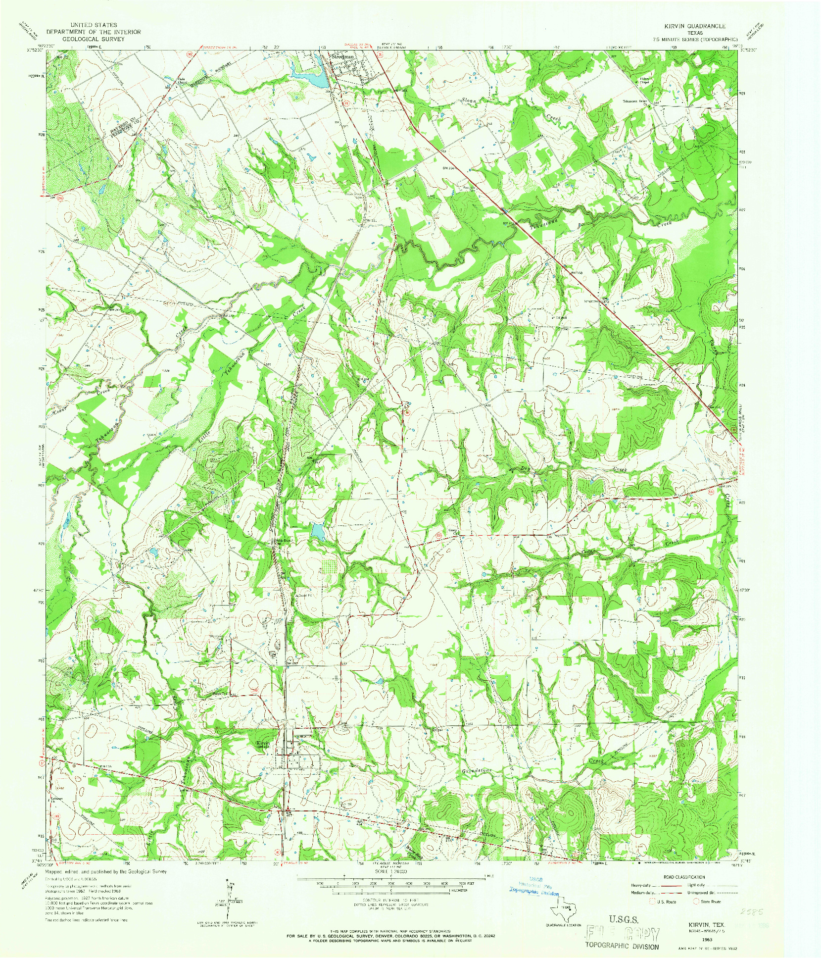 USGS 1:24000-SCALE QUADRANGLE FOR KIRVIN, TX 1963