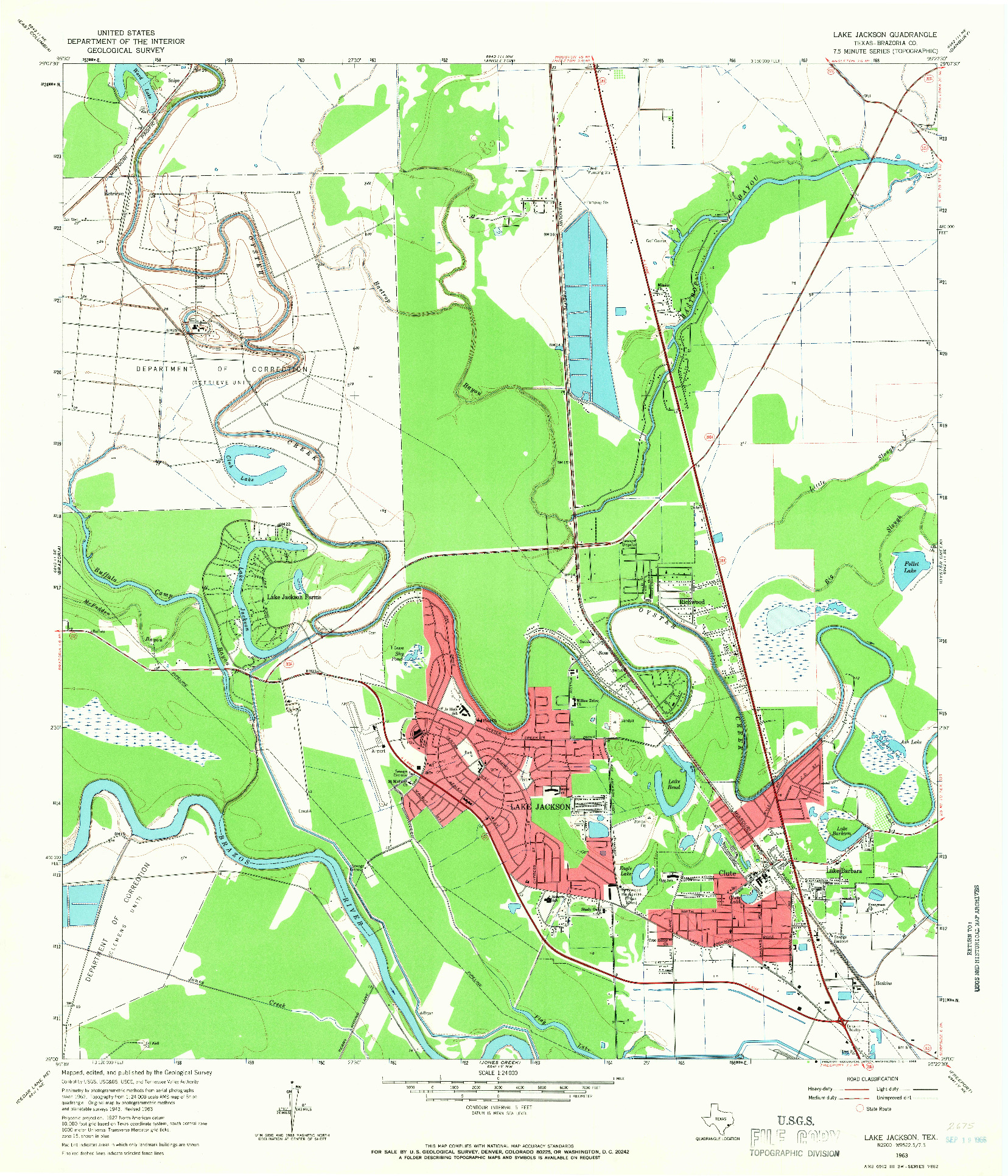 USGS 1:24000-SCALE QUADRANGLE FOR LAKE JACKSON, TX 1963