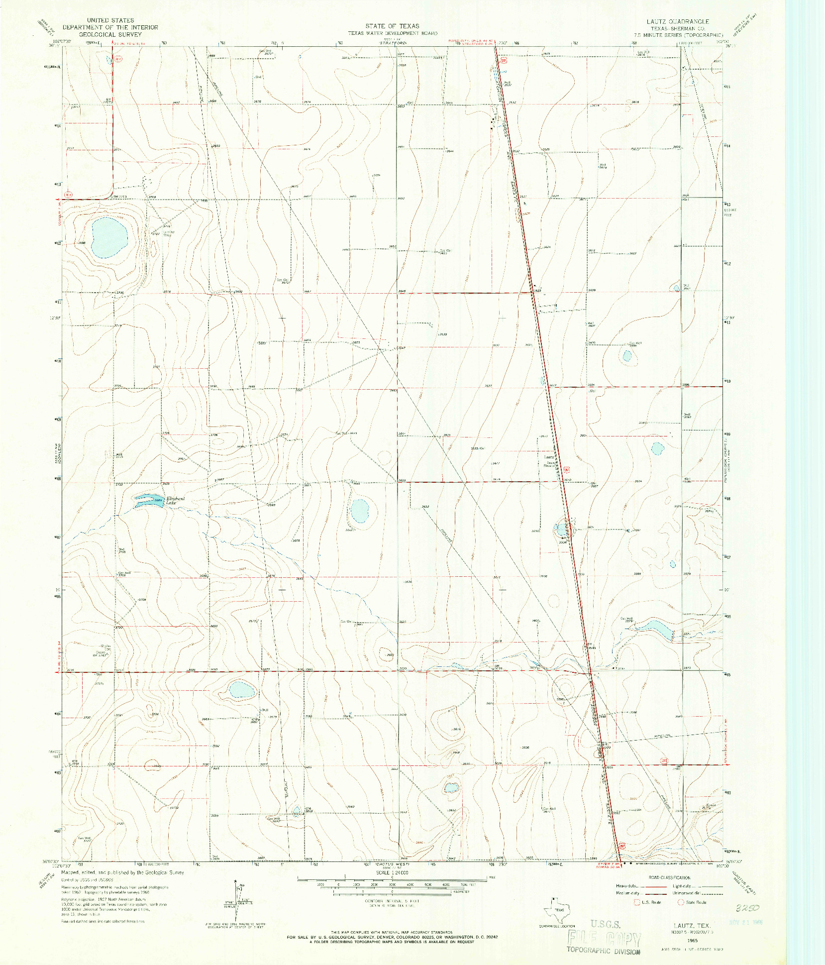 USGS 1:24000-SCALE QUADRANGLE FOR LAUTZ, TX 1965