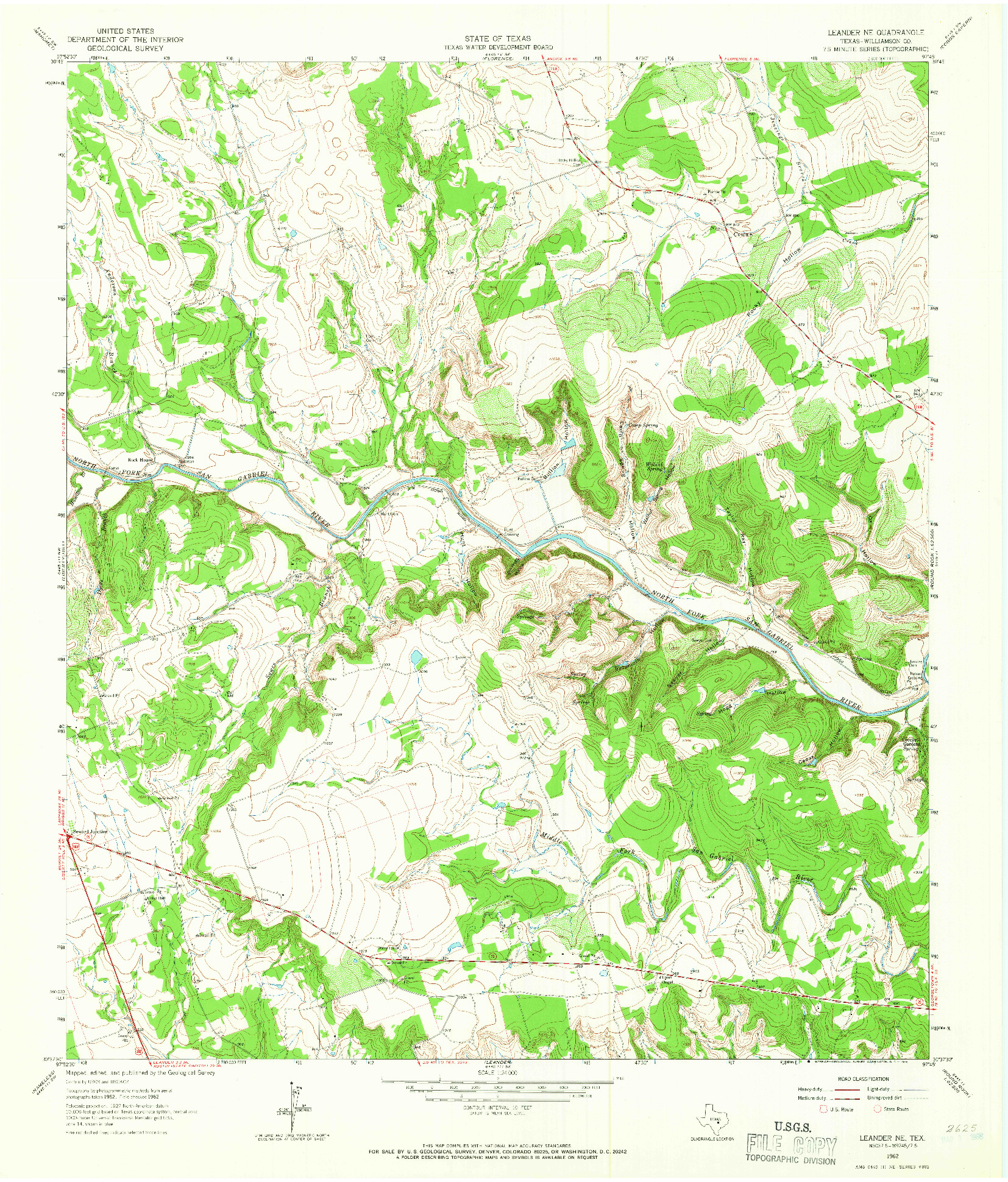 USGS 1:24000-SCALE QUADRANGLE FOR LEANDER NE, TX 1962