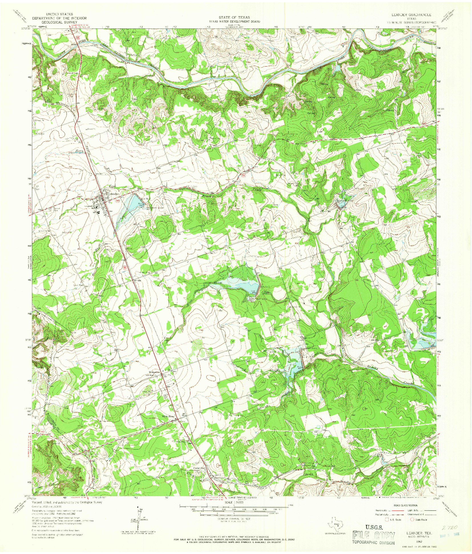 USGS 1:24000-SCALE QUADRANGLE FOR LEANDER, TX 1962