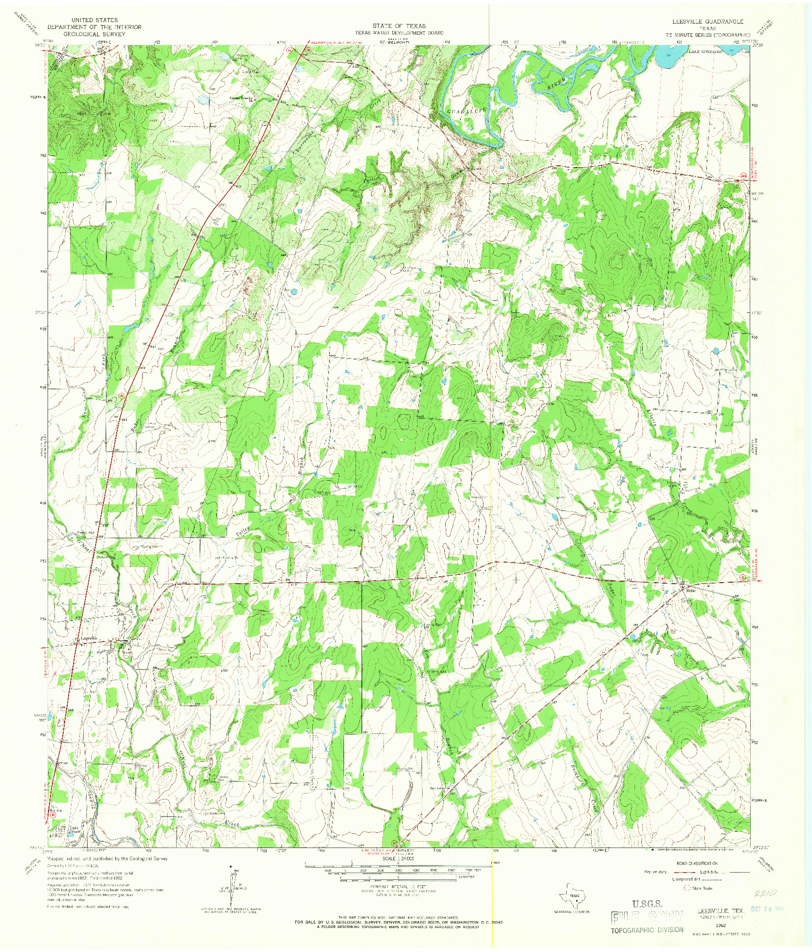 USGS 1:24000-SCALE QUADRANGLE FOR LEESVILLE, TX 1962