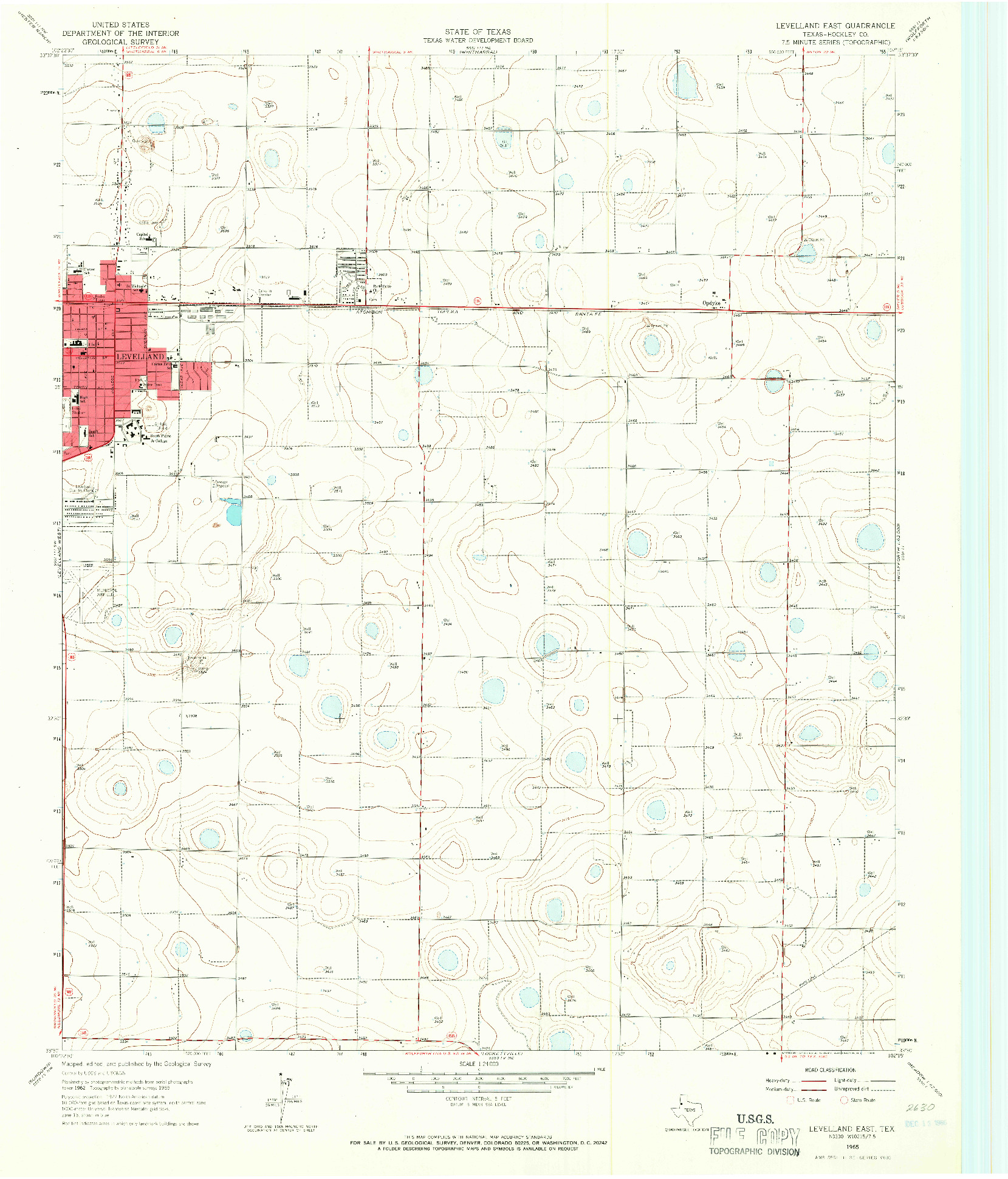 USGS 1:24000-SCALE QUADRANGLE FOR LEVELLAND EAST, TX 1965