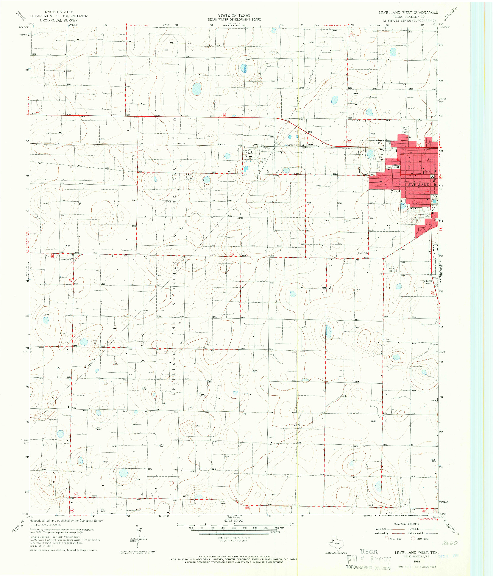 USGS 1:24000-SCALE QUADRANGLE FOR LEVELLAND WEST, TX 1965