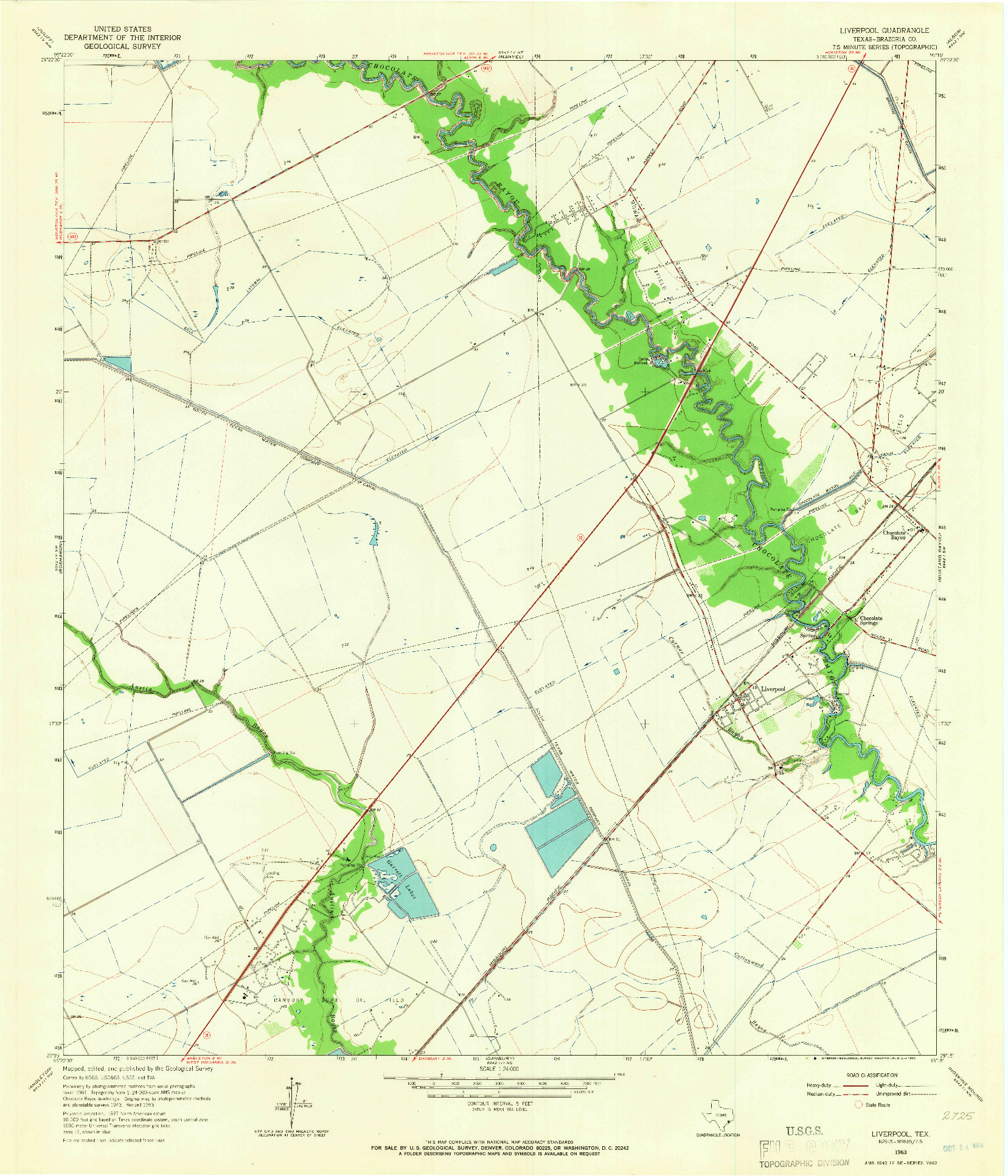 USGS 1:24000-SCALE QUADRANGLE FOR LIVERPOOL, TX 1963